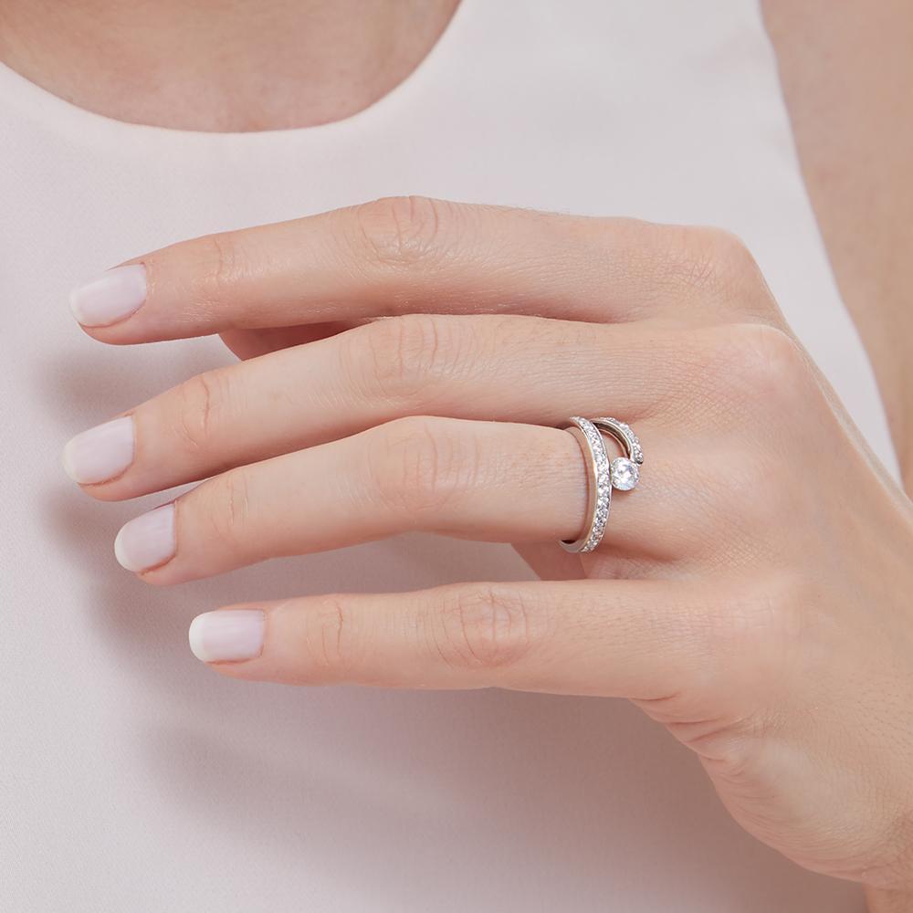 Sterling Silver Stone Set Open Band Ring