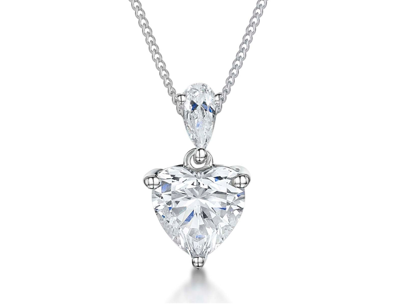 Sterling Silver 1.3 Carat White Zirconia Heart  Pendant