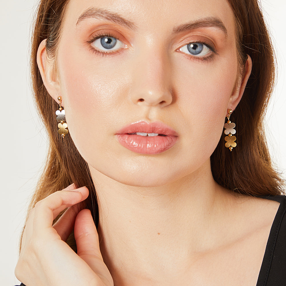 Yellow & White 9ct Gold Daisy Chain Earrings