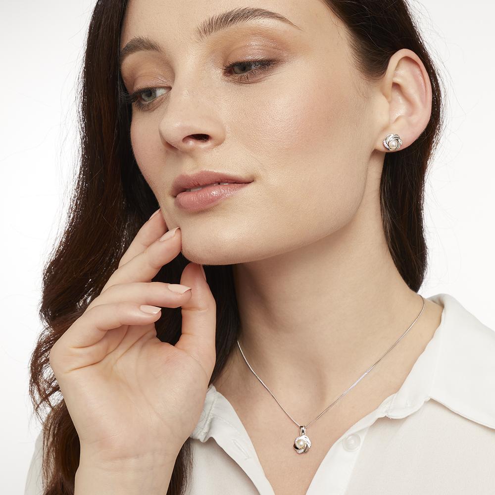 Sterling Silver Freshwater Pearl Flower Pendant Necklace | Premium  Cubic Zirconia