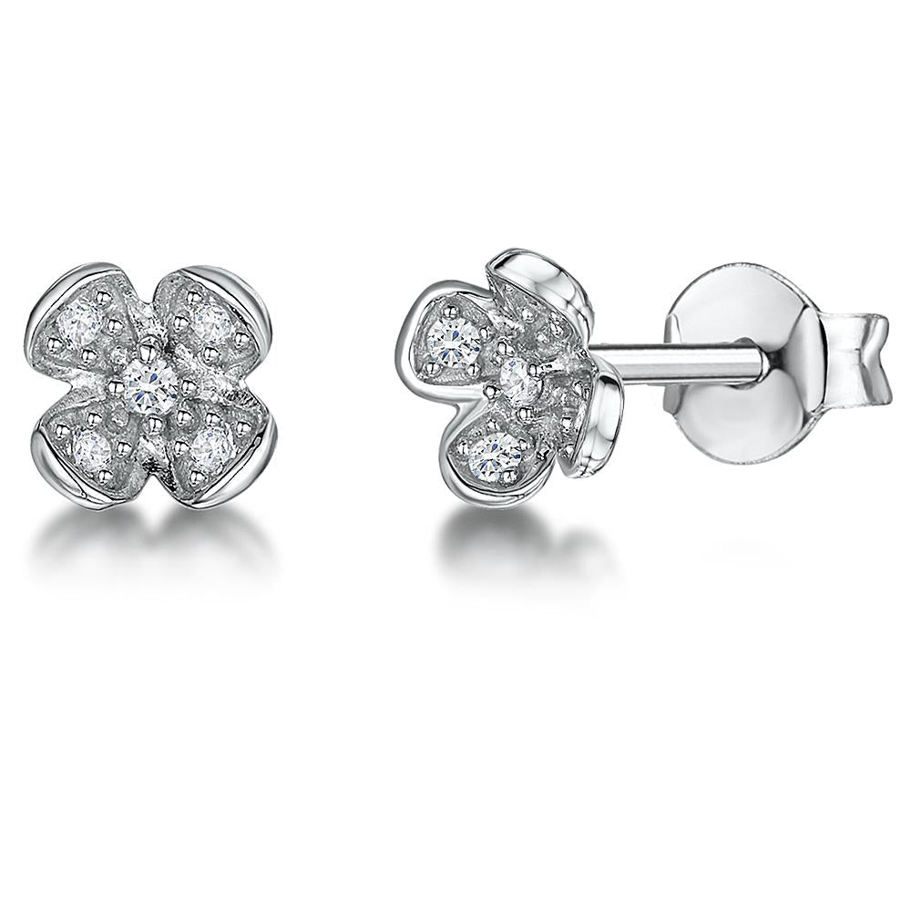 Sterling Silver Four Flower Petal Earrings