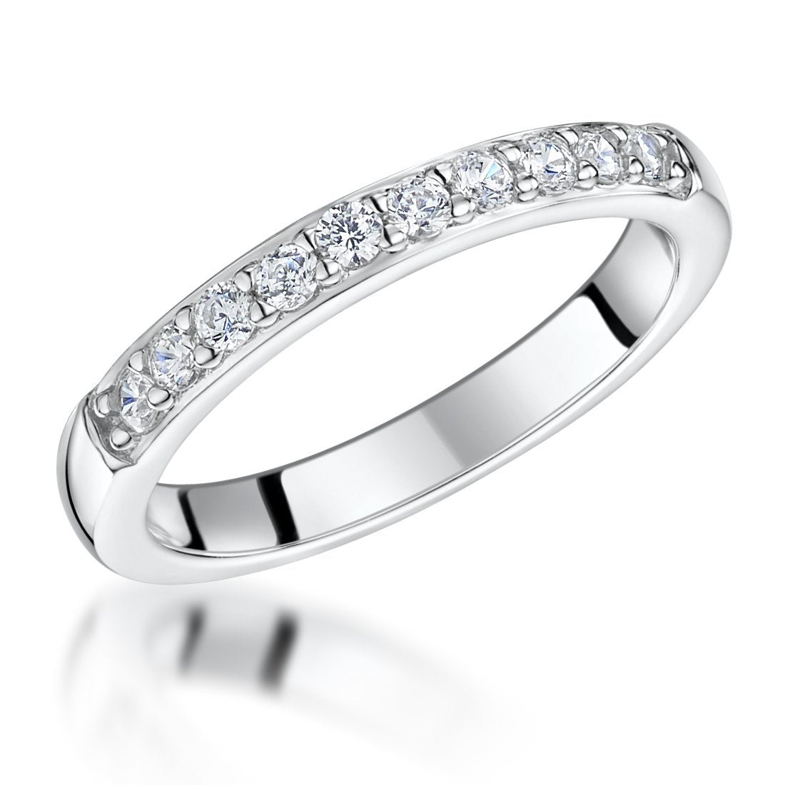 Sterling Silver And Cubic Zirconia Half Eternity Ring