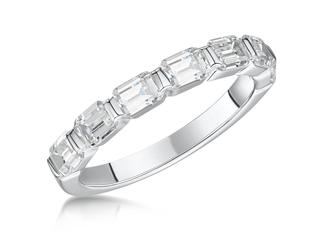 Sterling Silver Baguette Cut Half Eternity  Ring