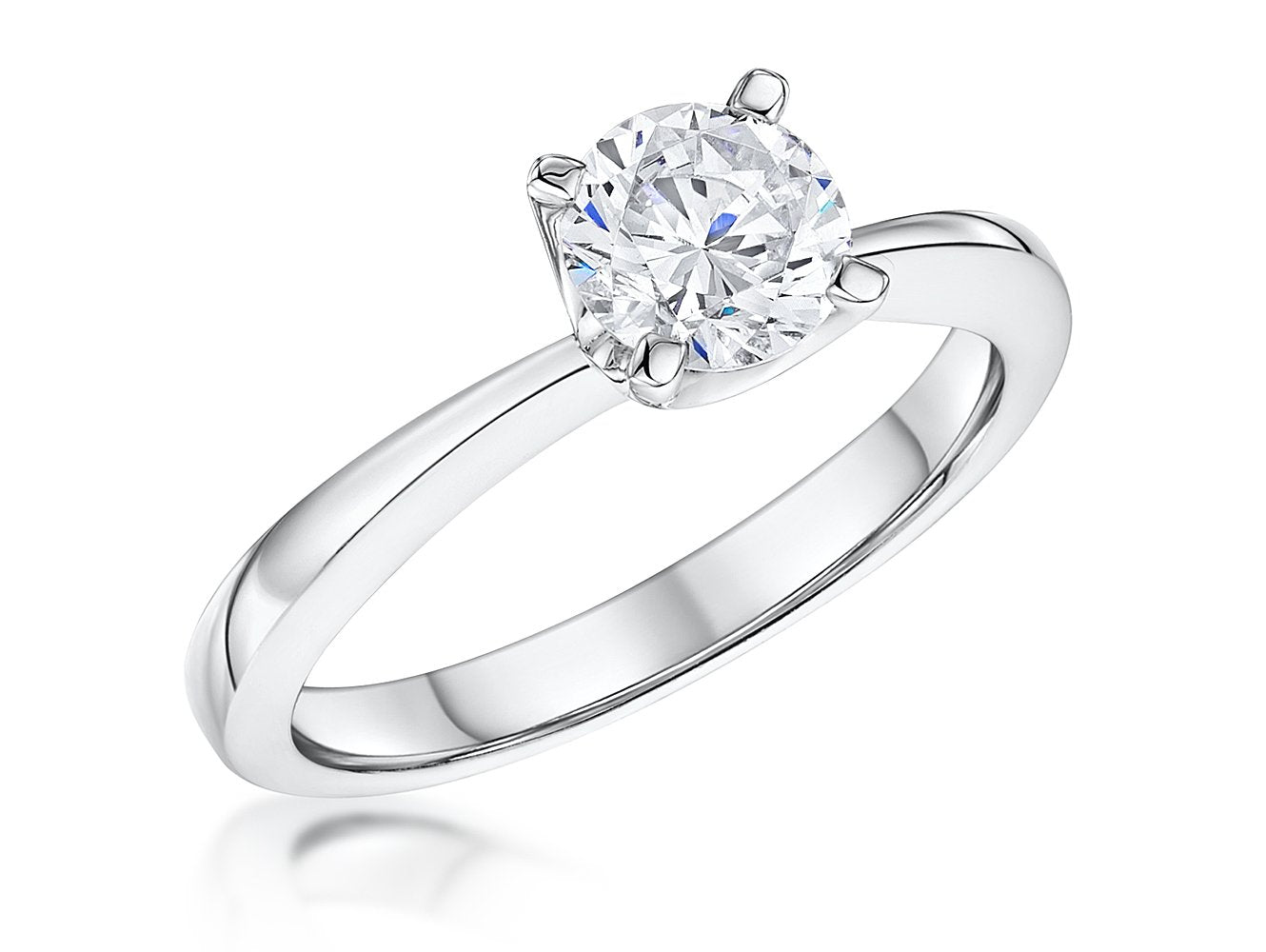 Sterling Silver One Carat  Solitaire Cubic Zirconia  Ring