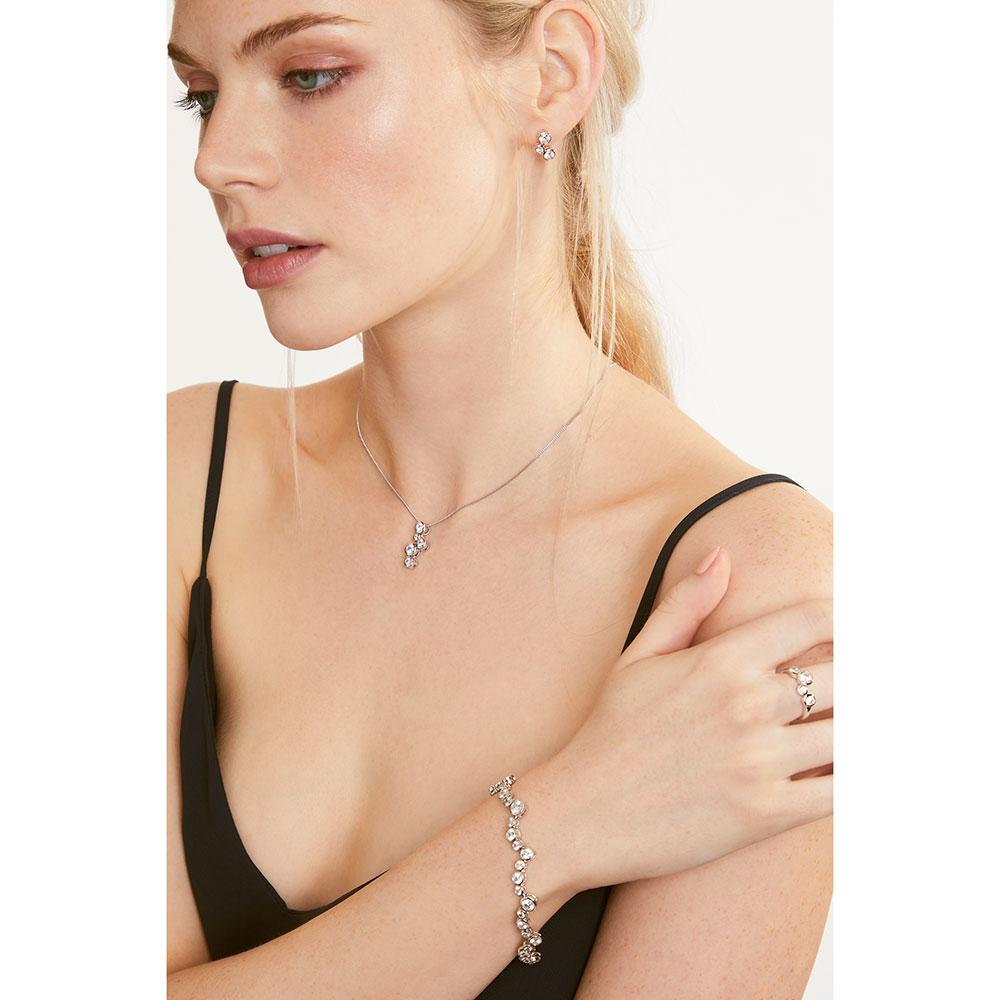 Sterling Silver Bubble Ring Set With 4 White Zirconia Stones