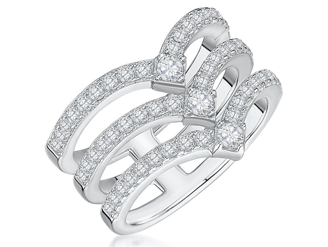 Sterling Silver Triple Wishbone  Band Ring