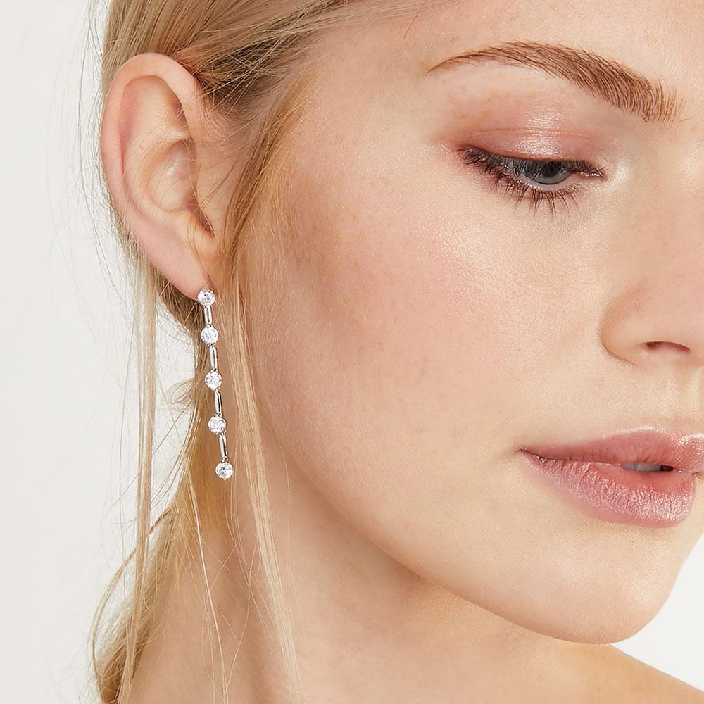 Sterling Silver Five Stone Drop Earrings