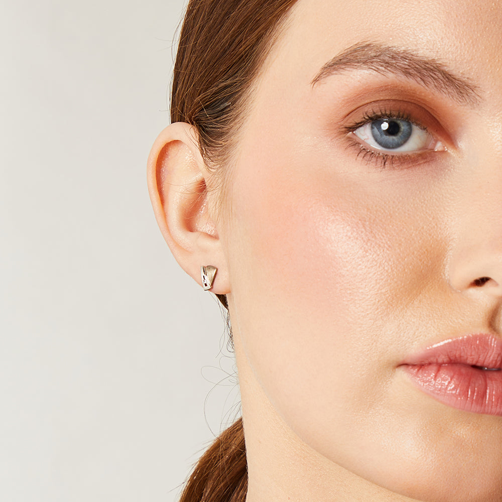 White Gold V Studs With Diamonds