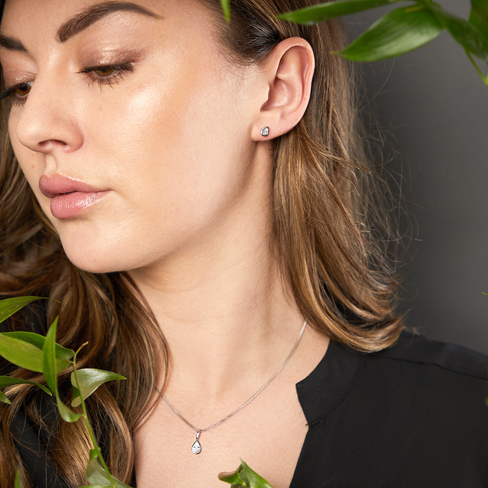 Sterling Silver Teardrop Pendant And Earrings