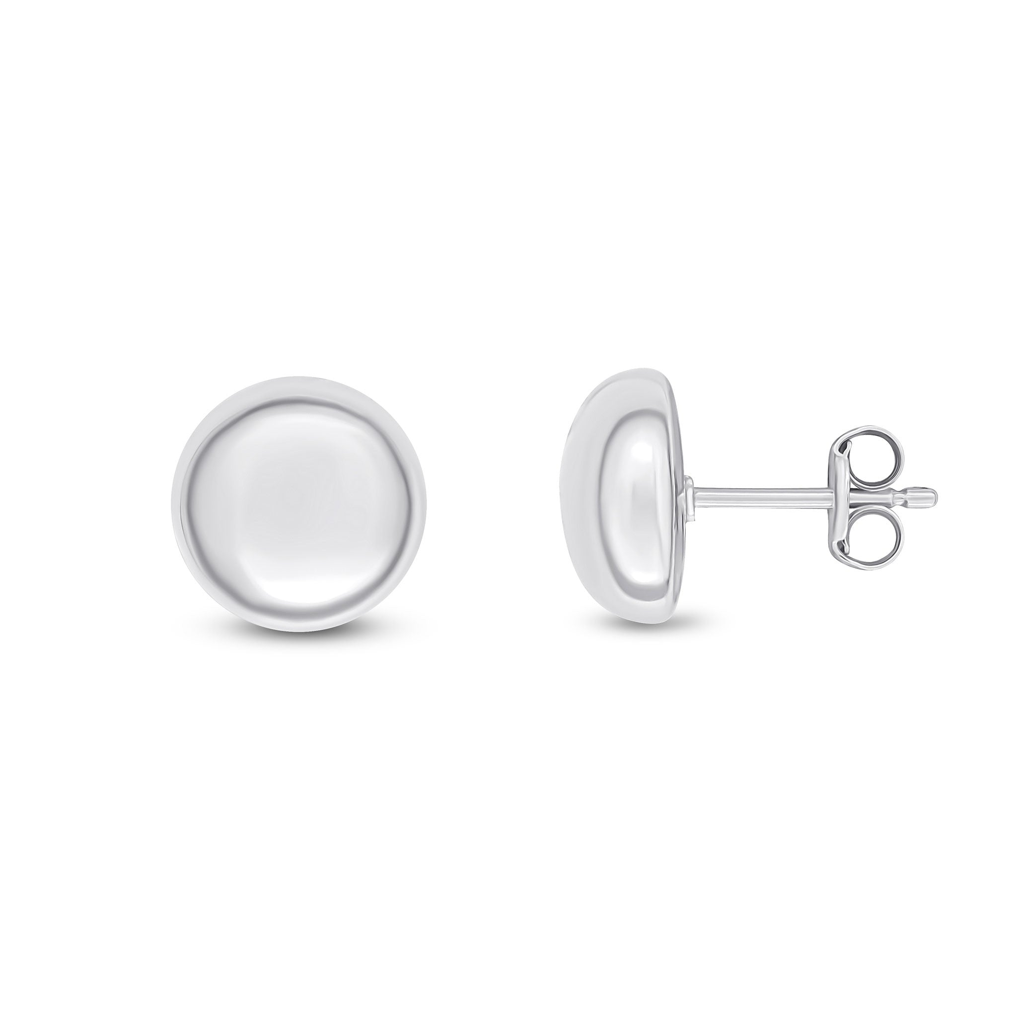 18CT WHITE GOLD 10MM POLISHED BUTTON STUDS