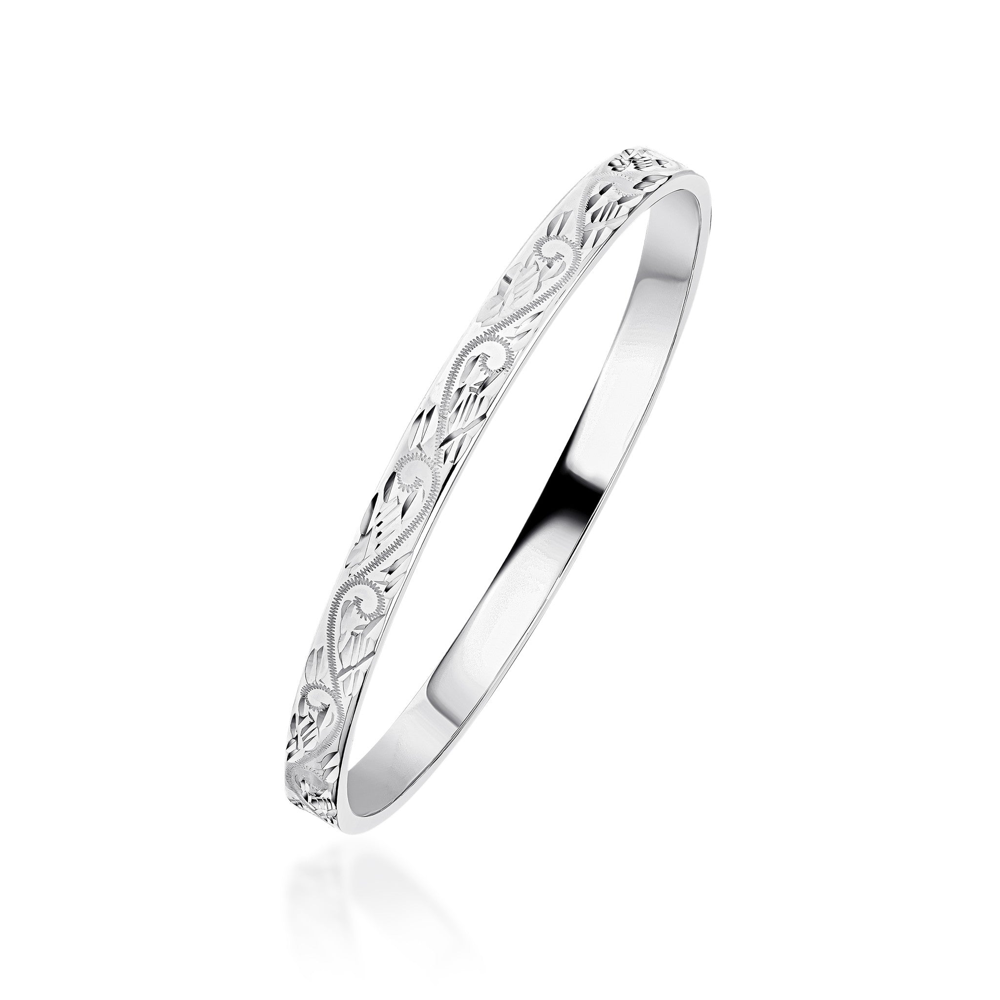 Silver 6mm Engraved Court Comfort Fit