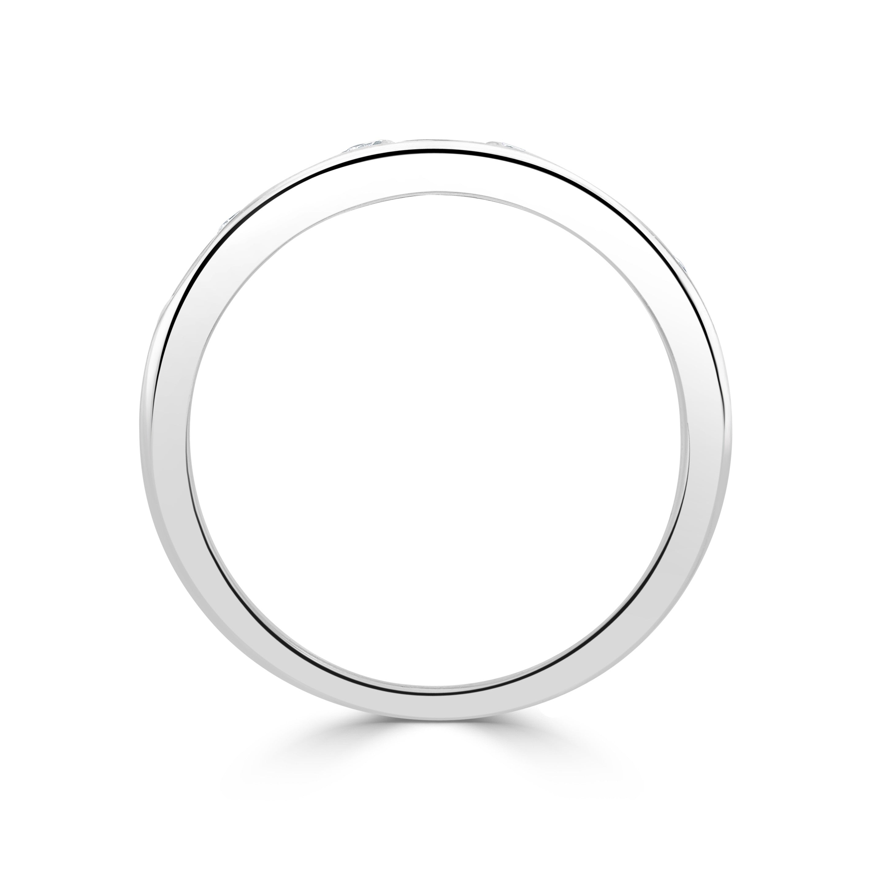 9CT WG ROUND AQUA AND DIAMOND 9ST CHANNEL SET HALF ETERNITY RING