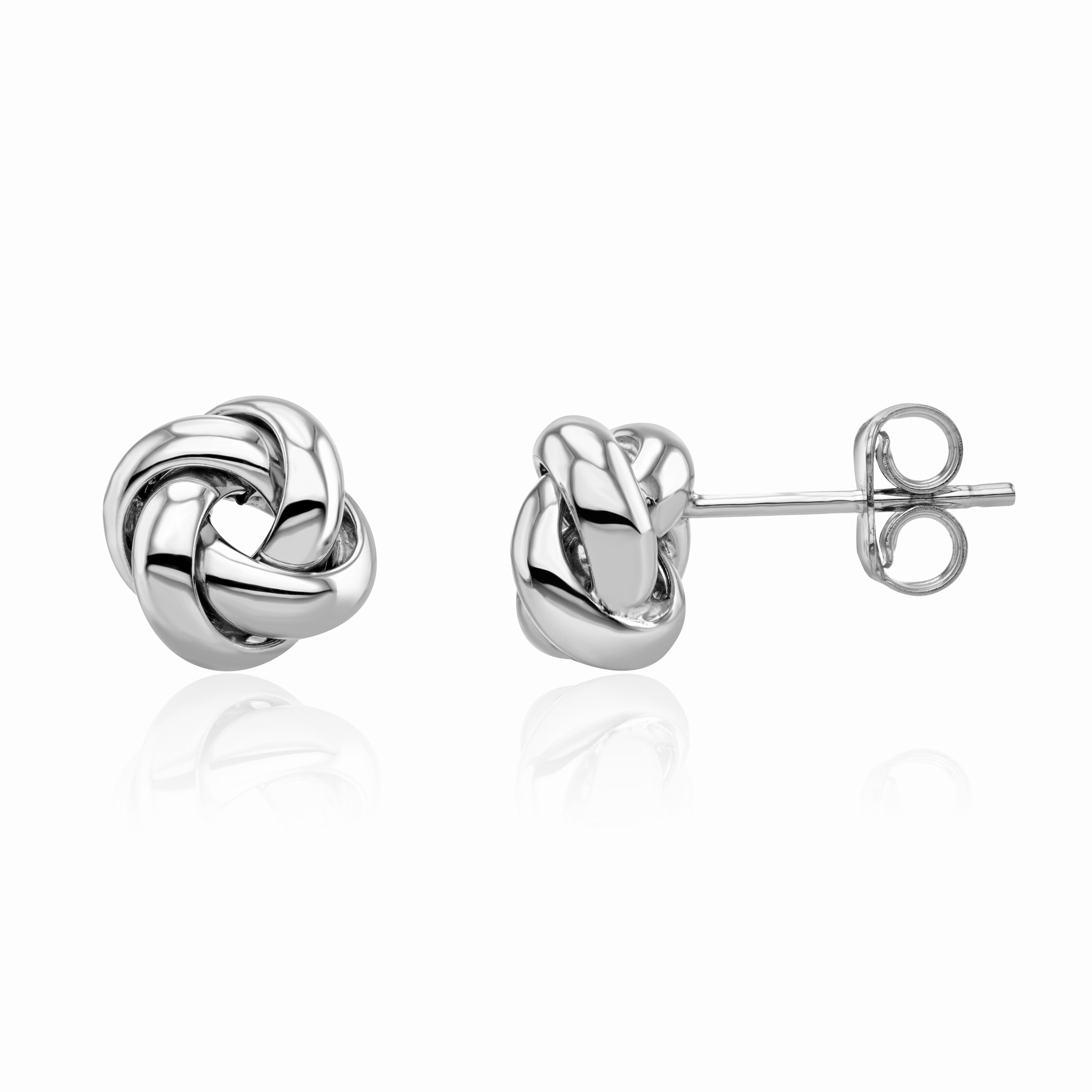 9CT WHITE GOLD POLISHED 4 STRAND KNOT EARRINGS