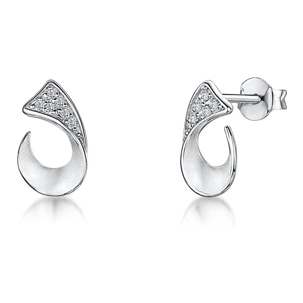Sterling Silver Open Horseshoe  Stud  Earrings-
