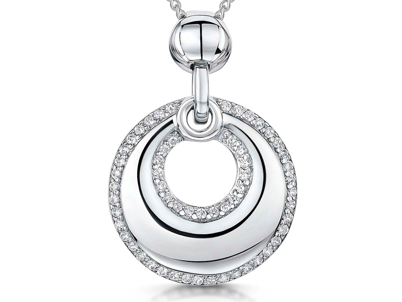 Bubbly Circle Pendant With Pave Cubic Zirconias