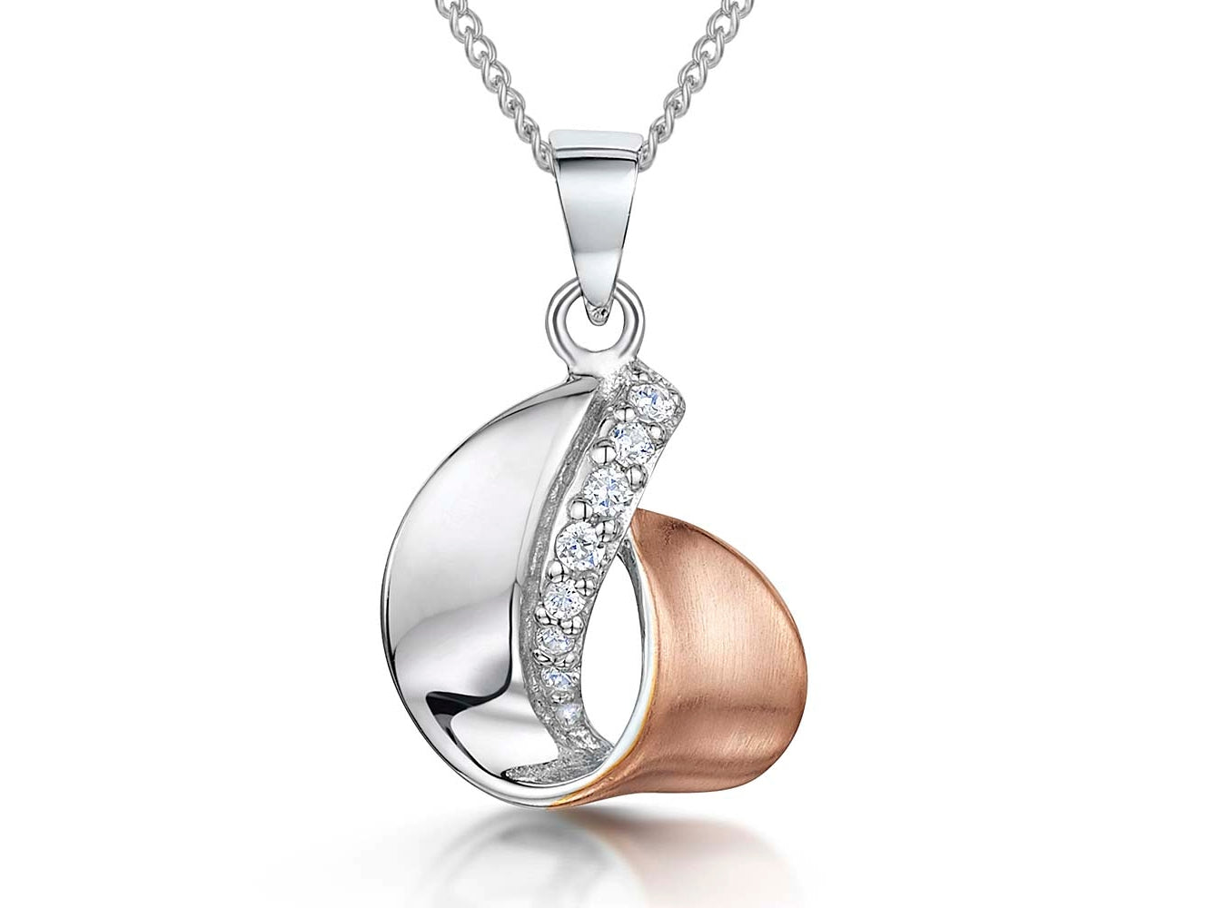 Sterling Silver Rose Gold Swirl  Pendant