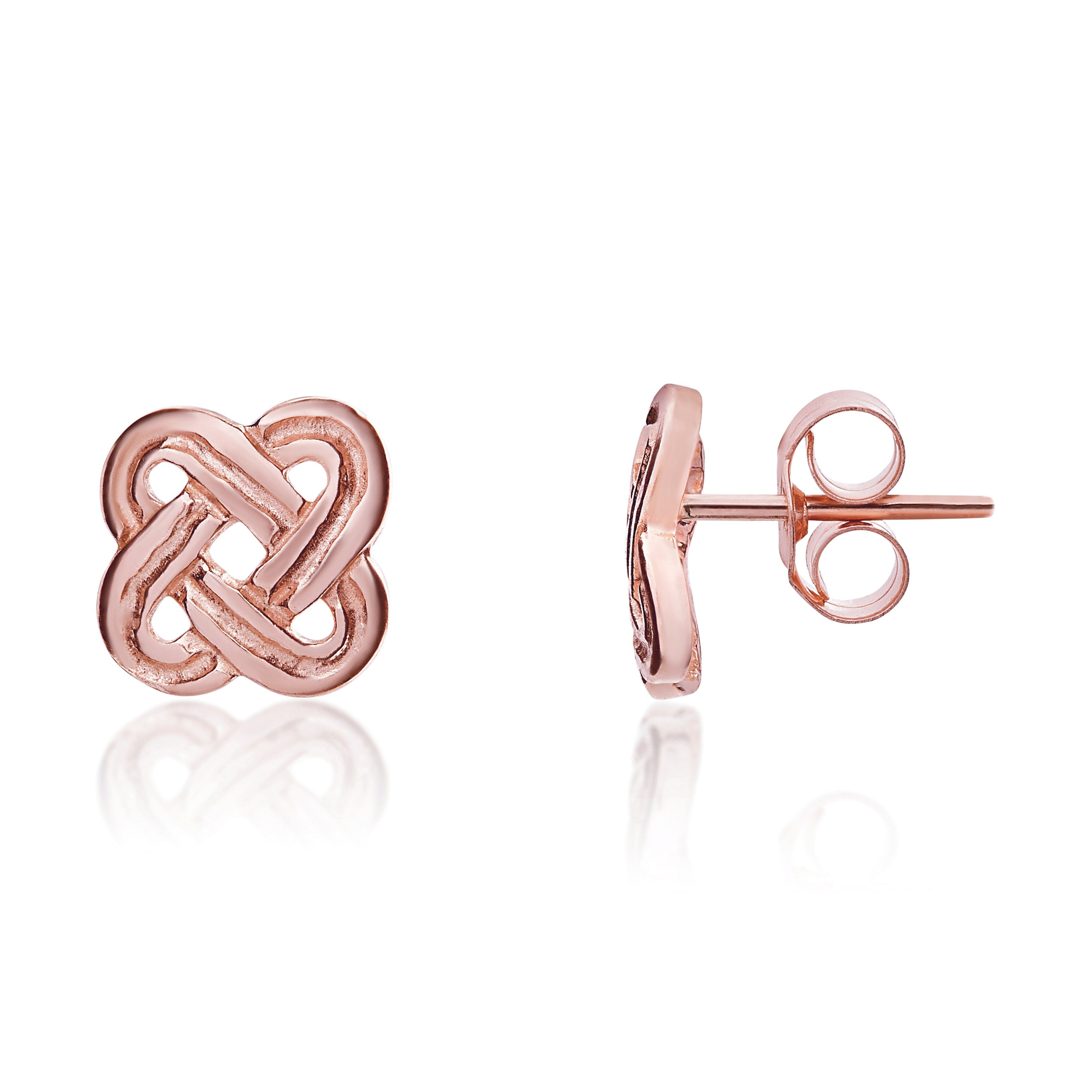 9CT ROSE GOLD CUSHION-SHAPE CELTIC DESIGN STUD EARRINGS