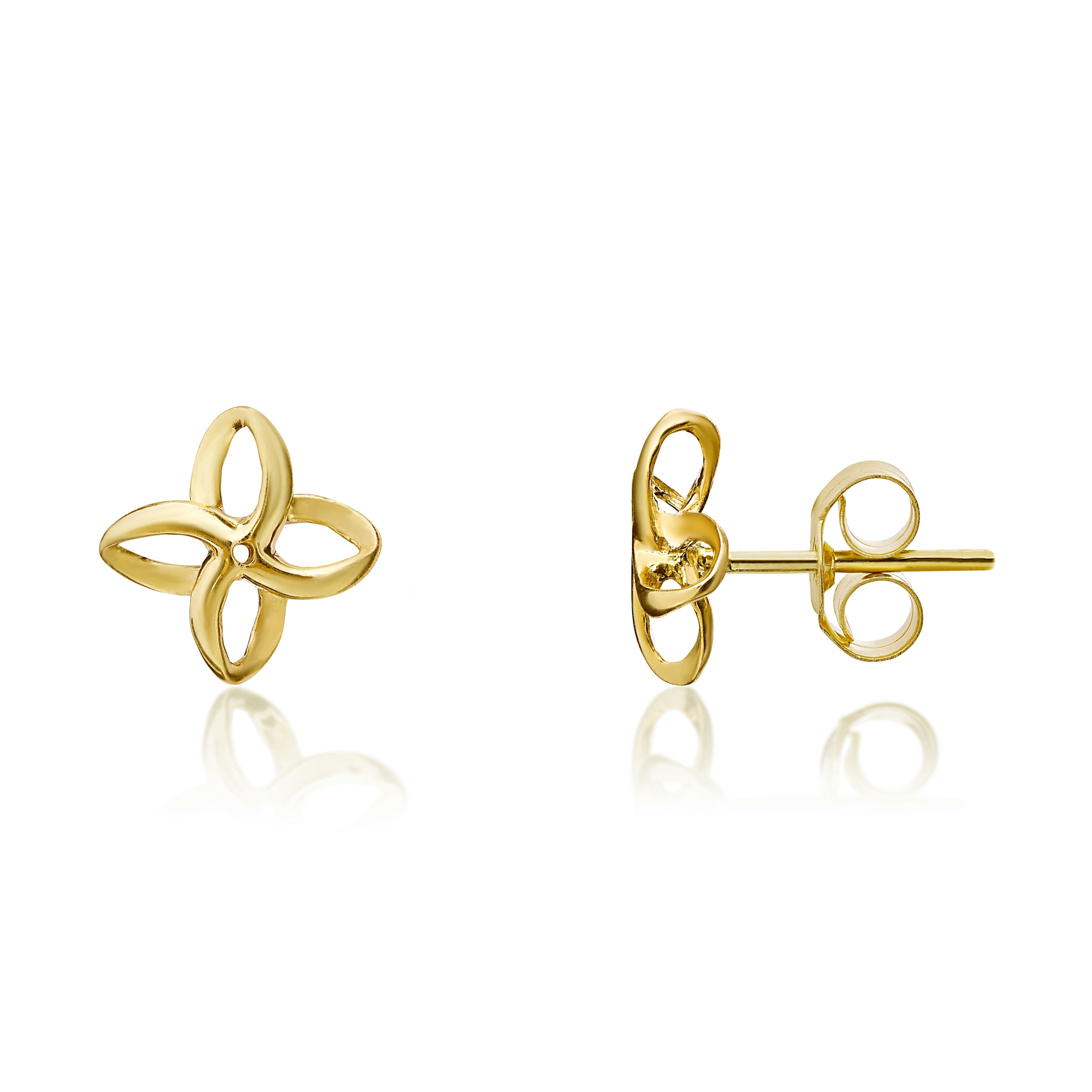 9CT YELLOW GOLD SIMPLE FLOWER STUD EARRINGS