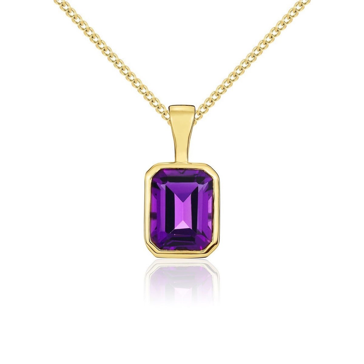 9CT YG 8X6 OCTAGON AMETHYST RUBOVER PENDANT
