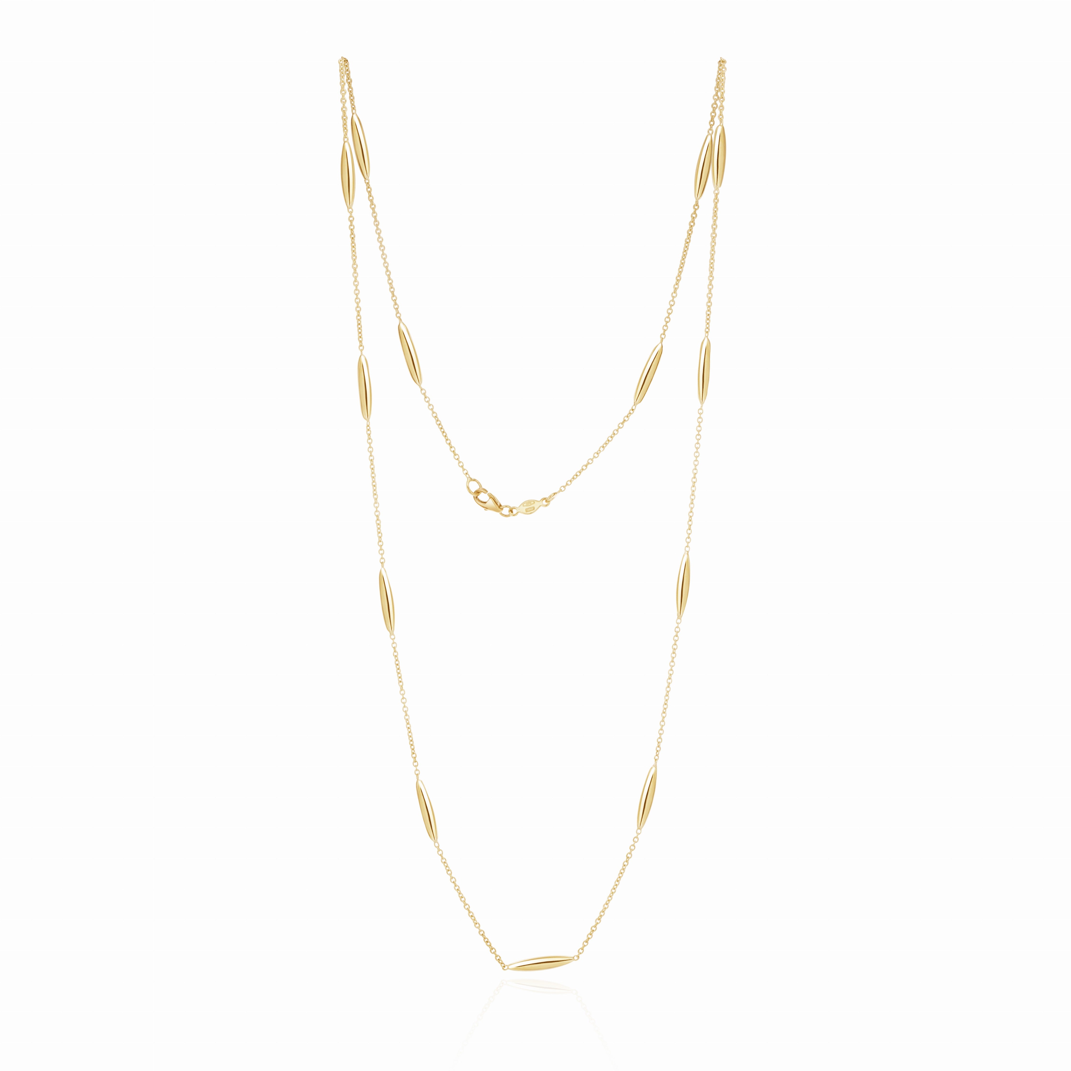 9CT YG CHAIN AND 3D MARQUISE MOTIF NECKLACE. 24 INCH