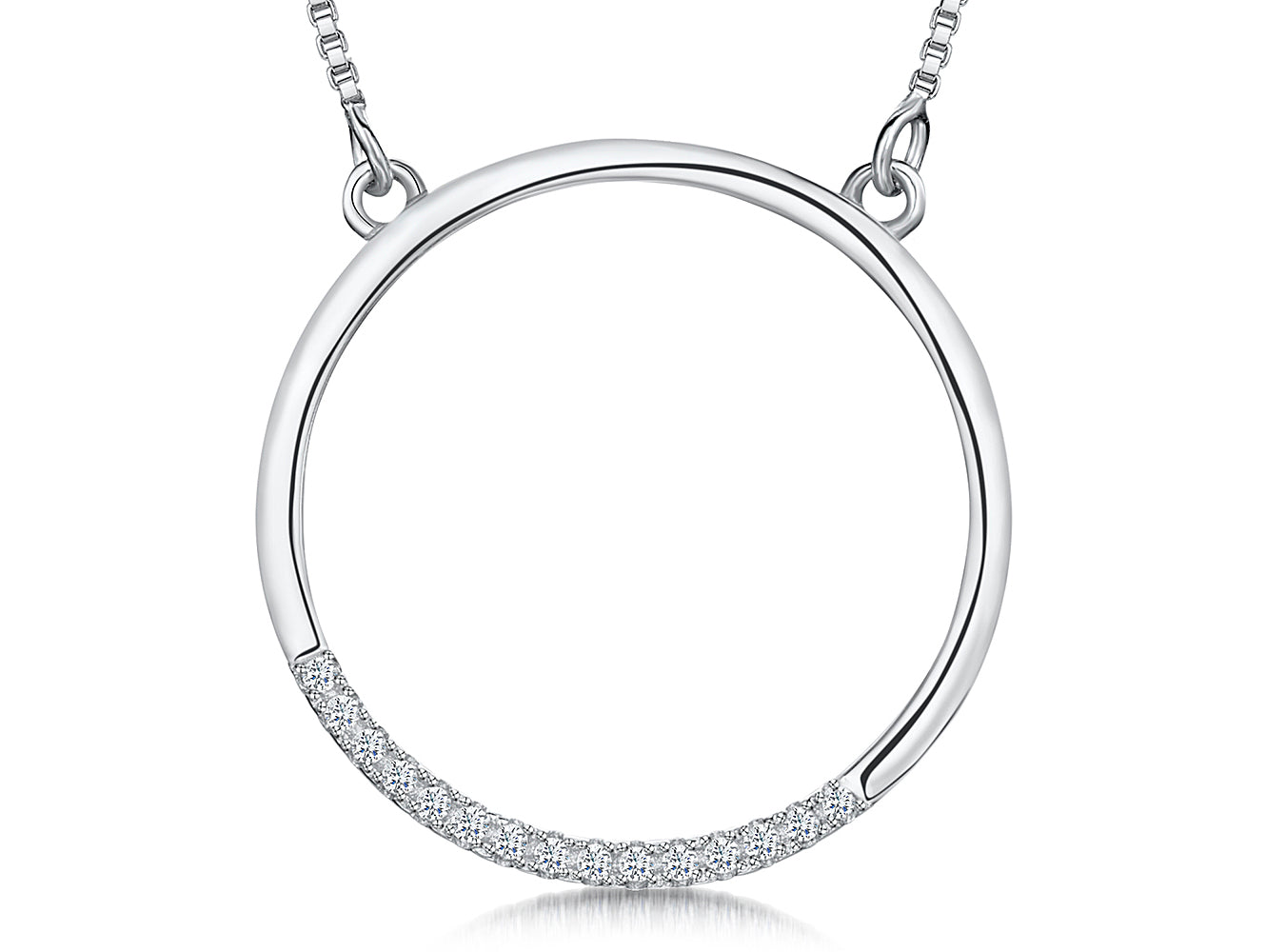 Sterling Silver Open Circle Necklace With Cubic Zirconia