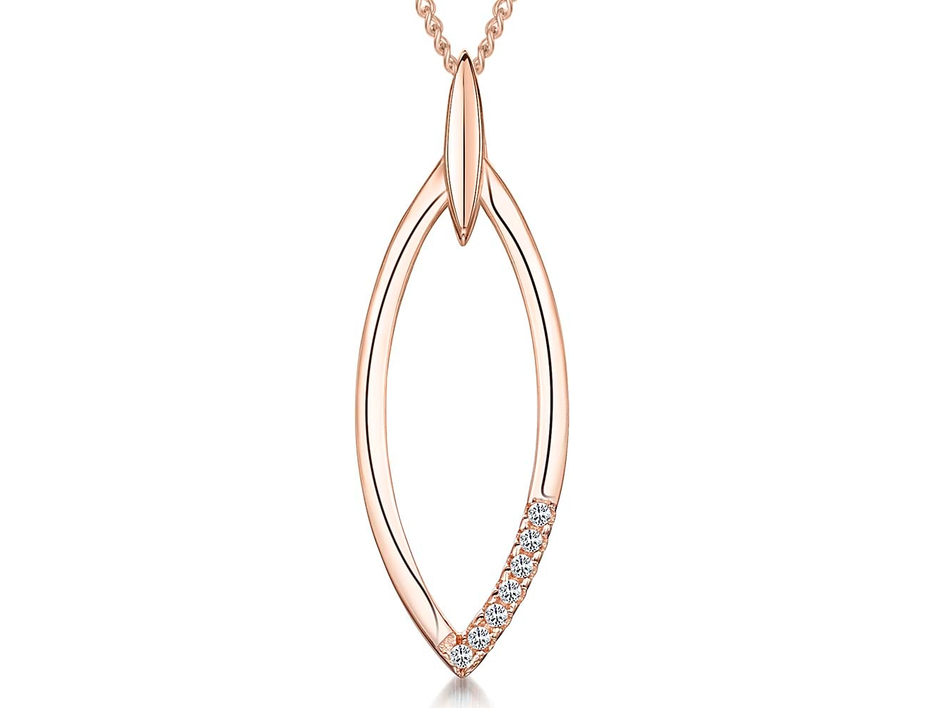 Rose Gold Vermeil  Open Angular Oval Pendant