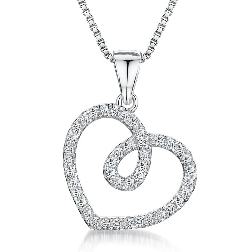 Rose Gold Twisted Heart Pendant With Cubic Zirconia