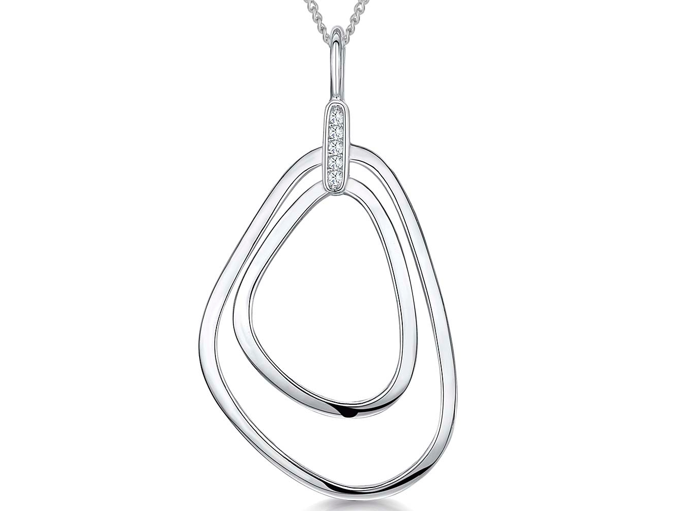 Sterling Silver  Double Geometric  Pendant