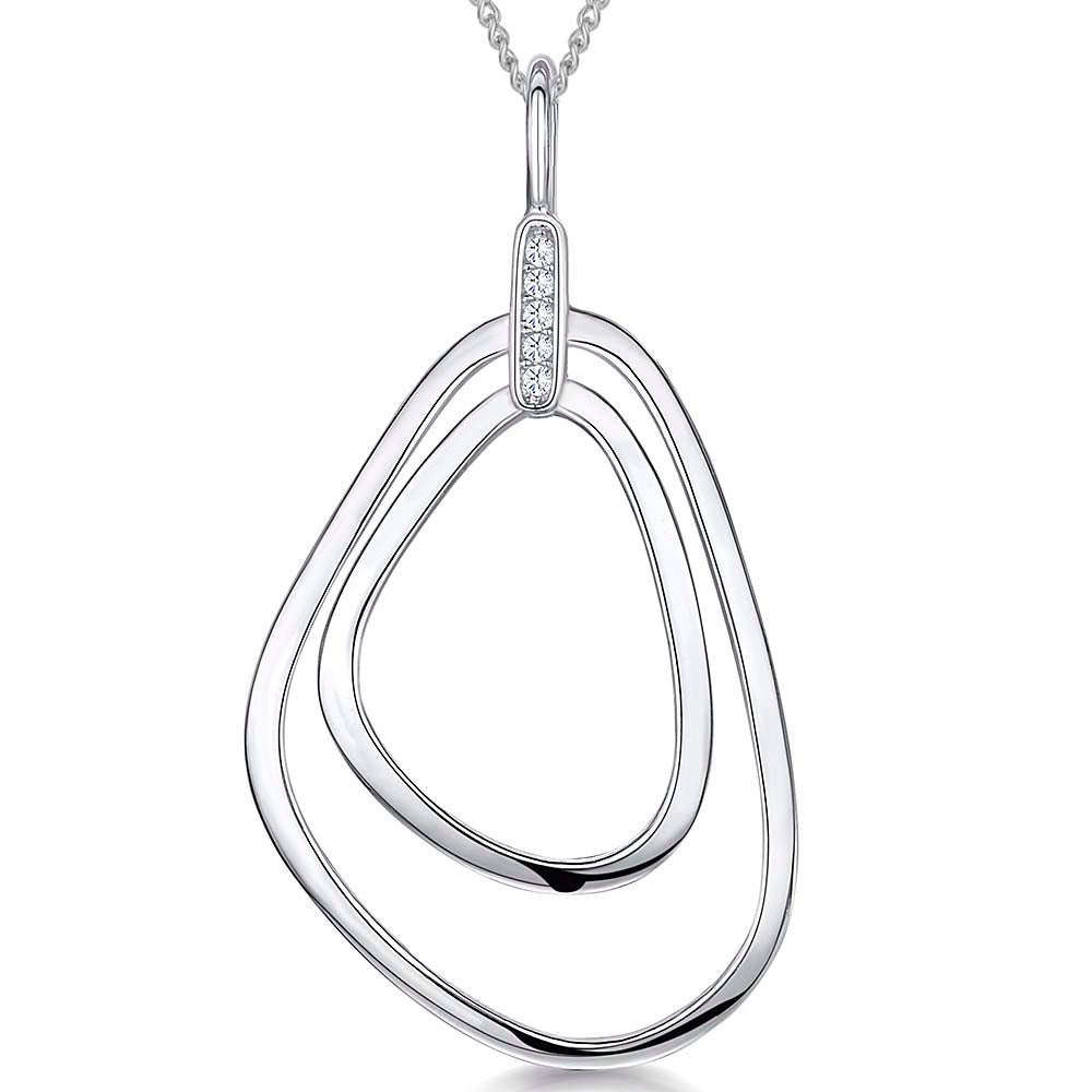 Sterling Silver  Double Geometric  Pendant