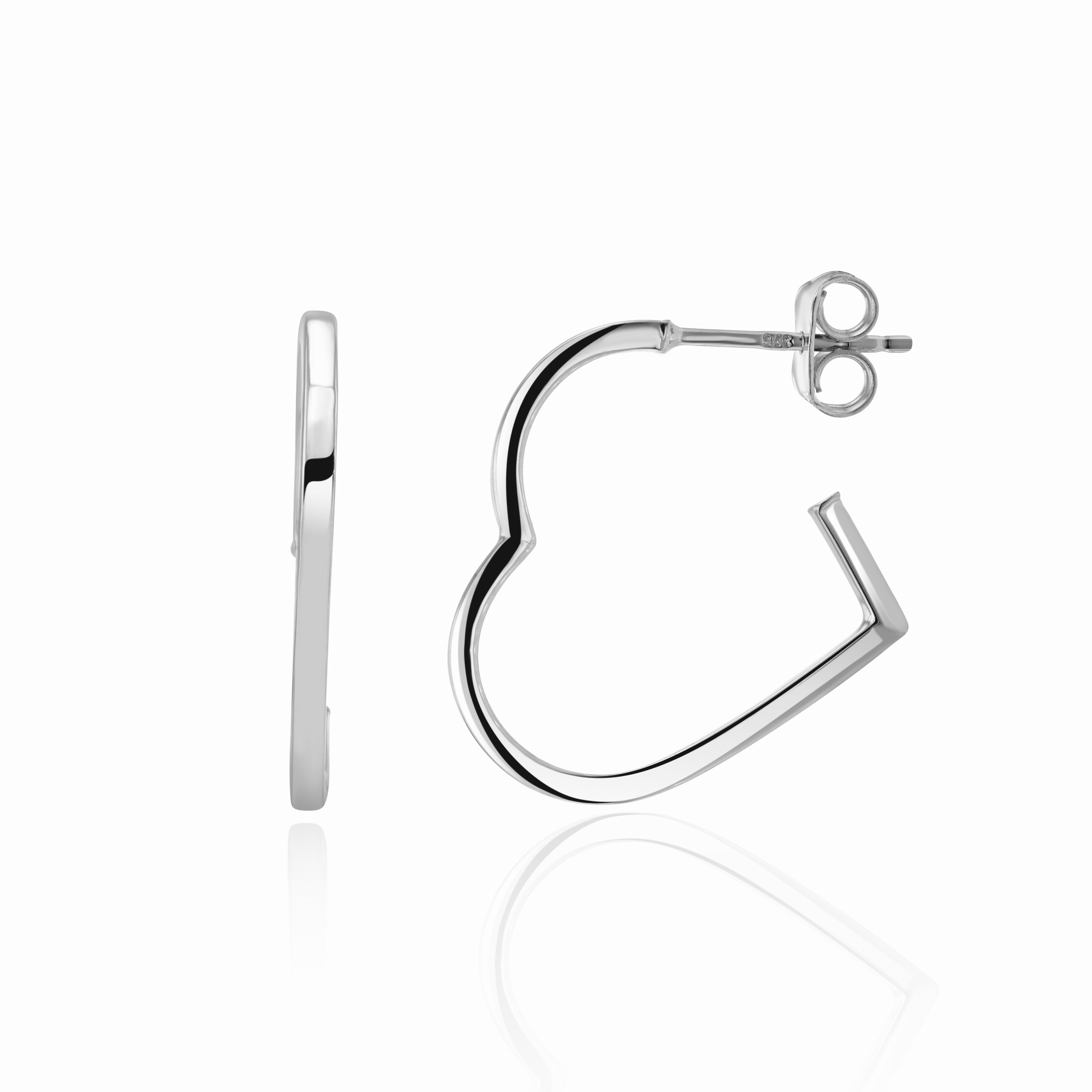 9CT WG SQUARE TUBE HEART HOOP EARRINGS