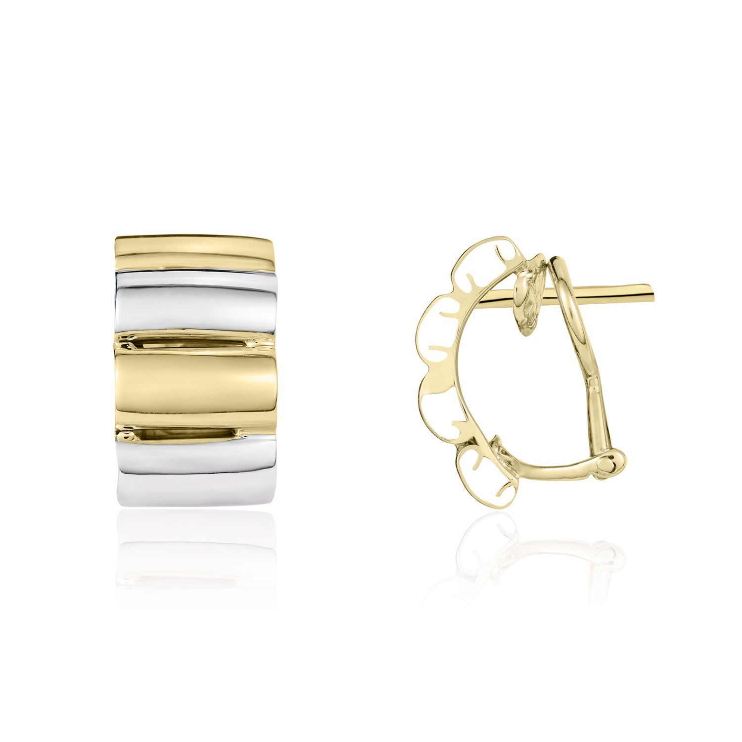 9CT YWG RIBBED HALF HOOP PEG & CLIP EARINGS