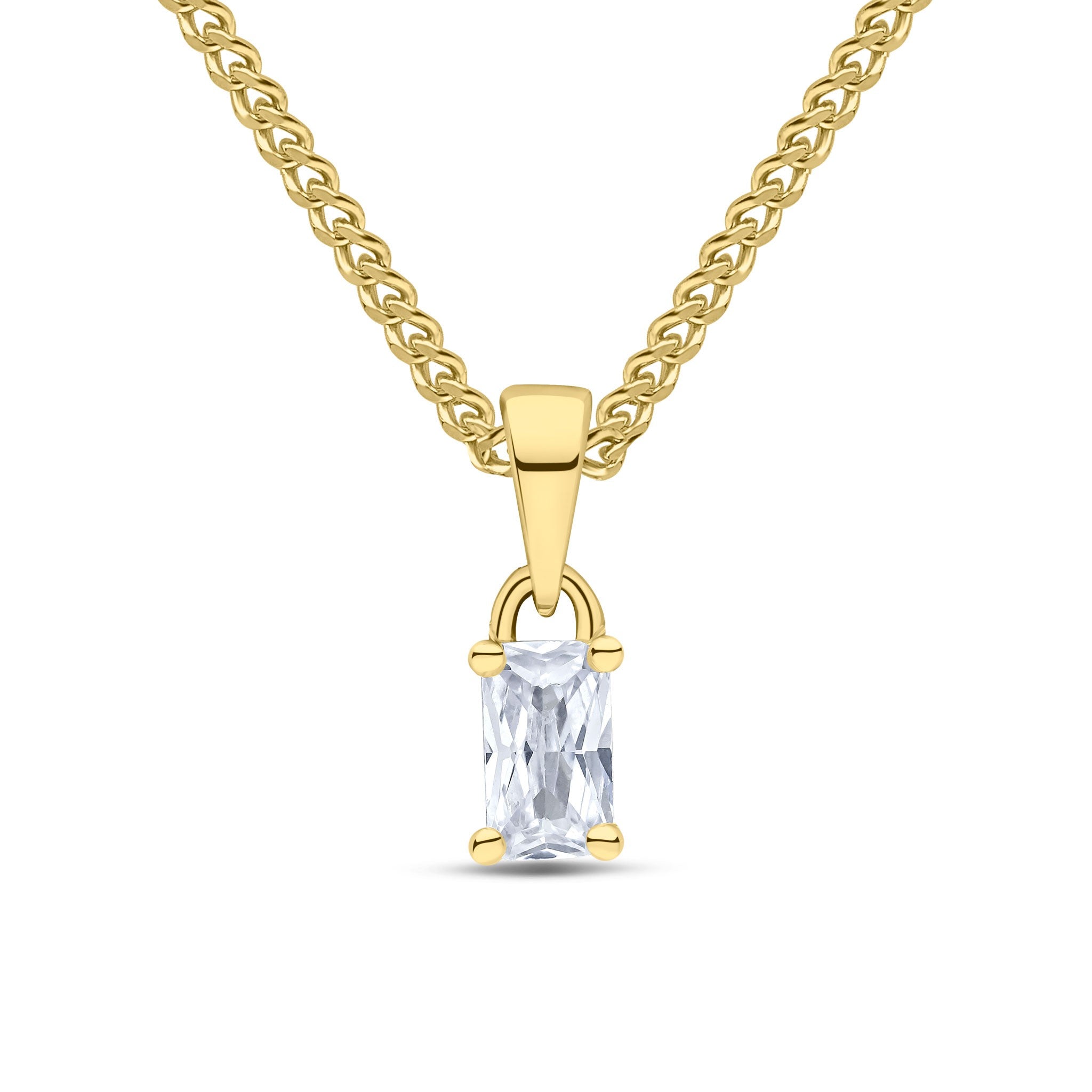 9CT YG 5X3 OCTAGON CZ CLAW PENDANT