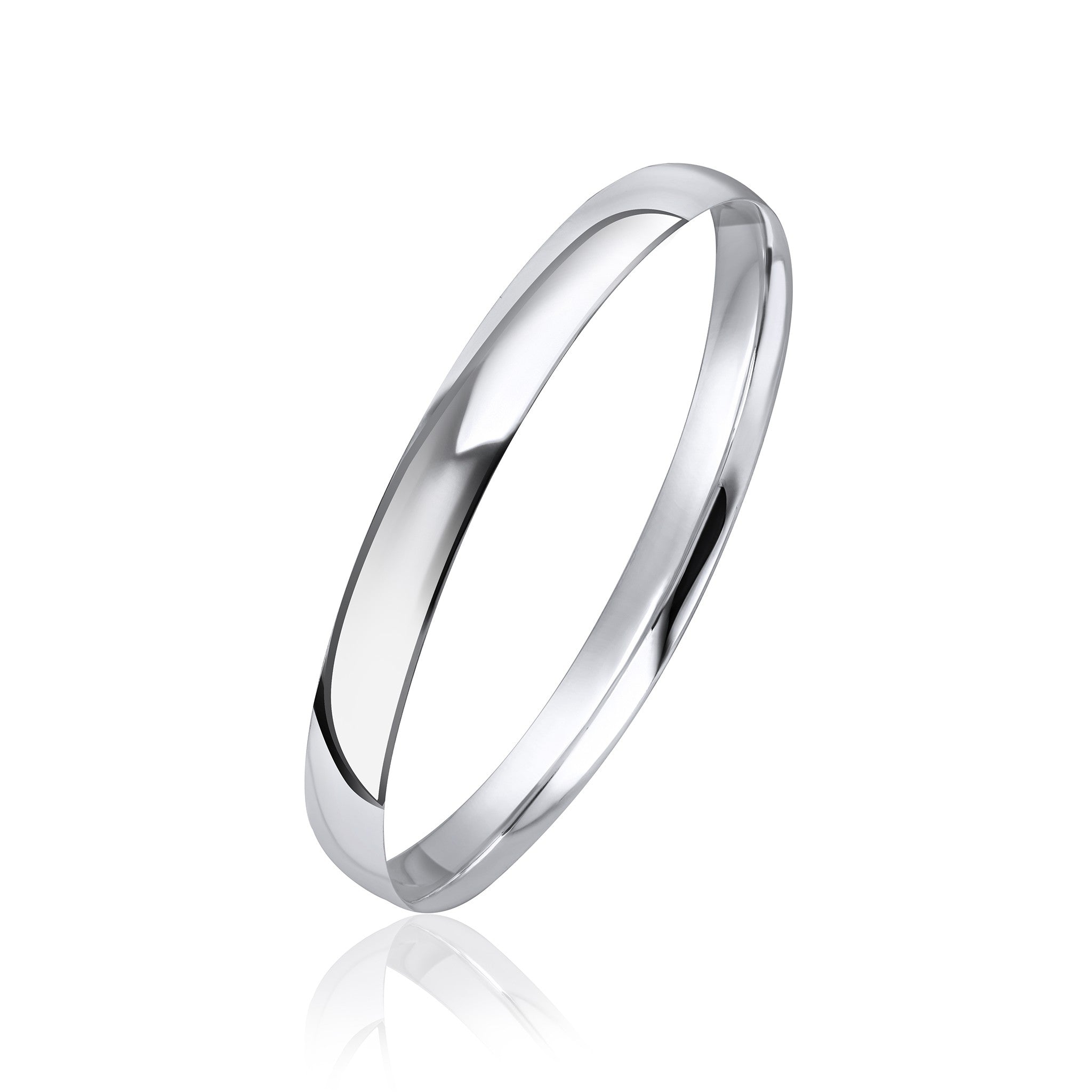 Silver 8mm Court Round Bangle Large