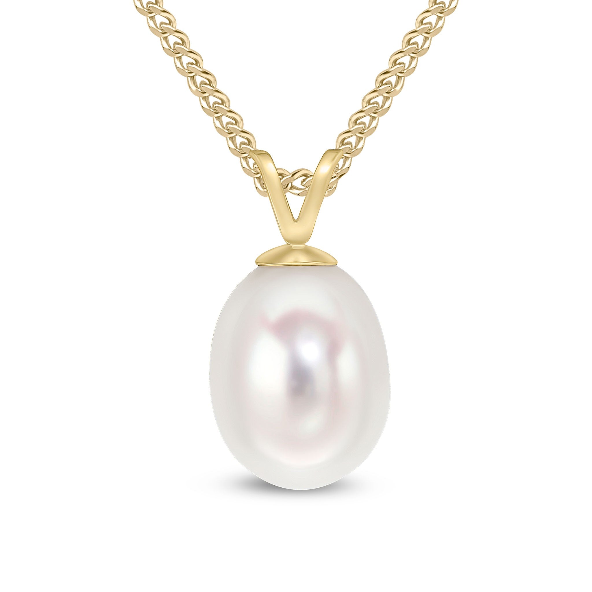 9CT YELLOW GOLD 9-9.5MM FRESHWATER PEARL DROP PENDANT
