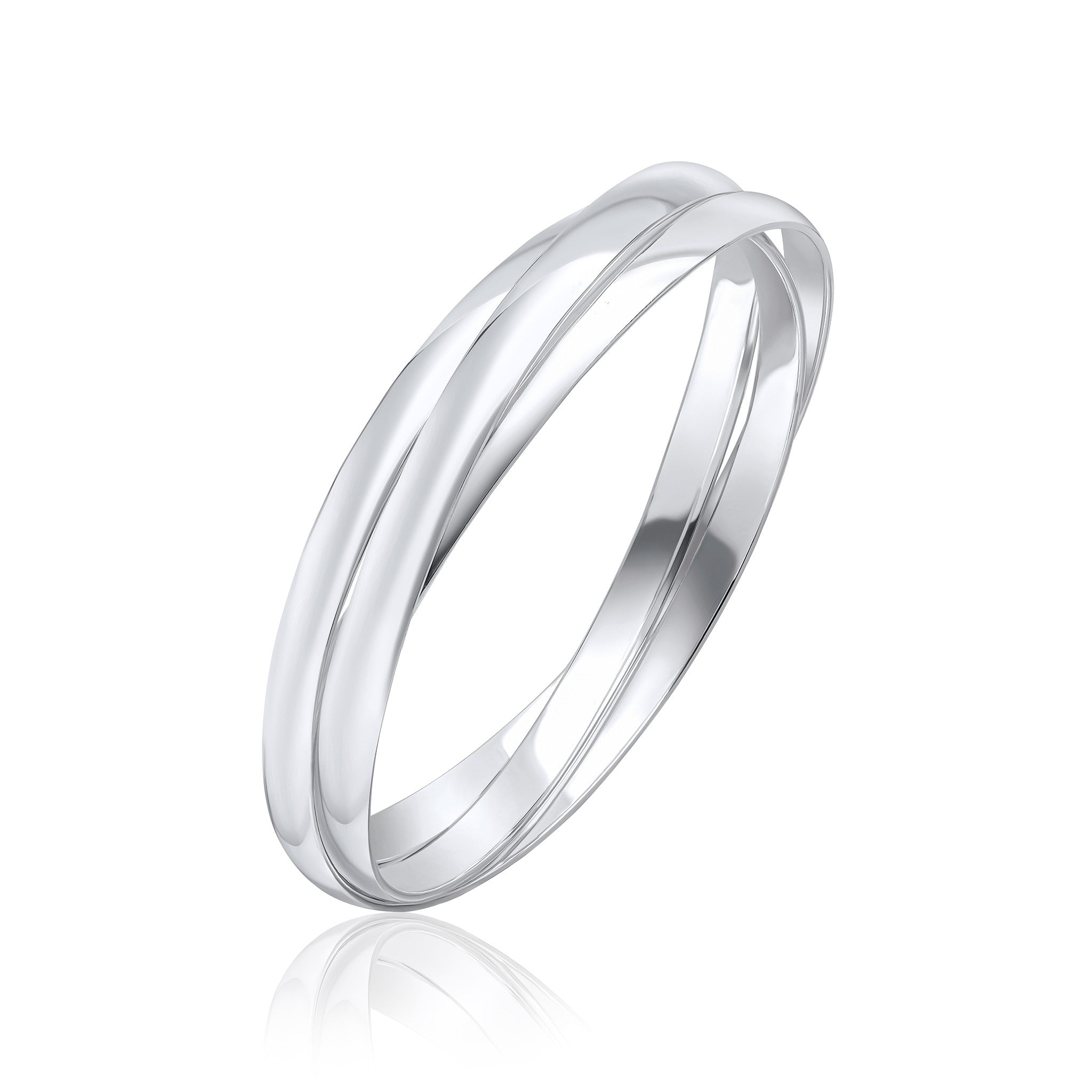 Silver 5mm Round Court Russian Bangle