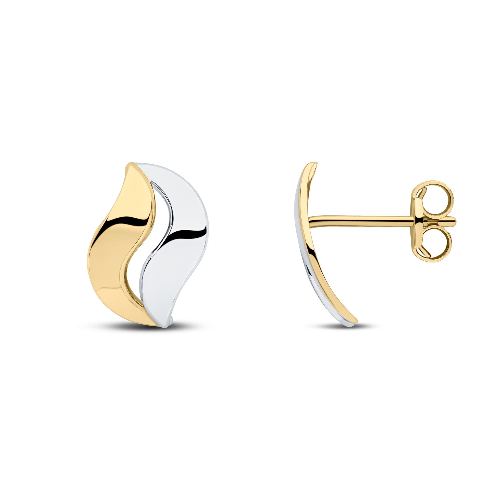 9CT YWG POLISHED TWO-PART LEAF STYLE EARRINGS
