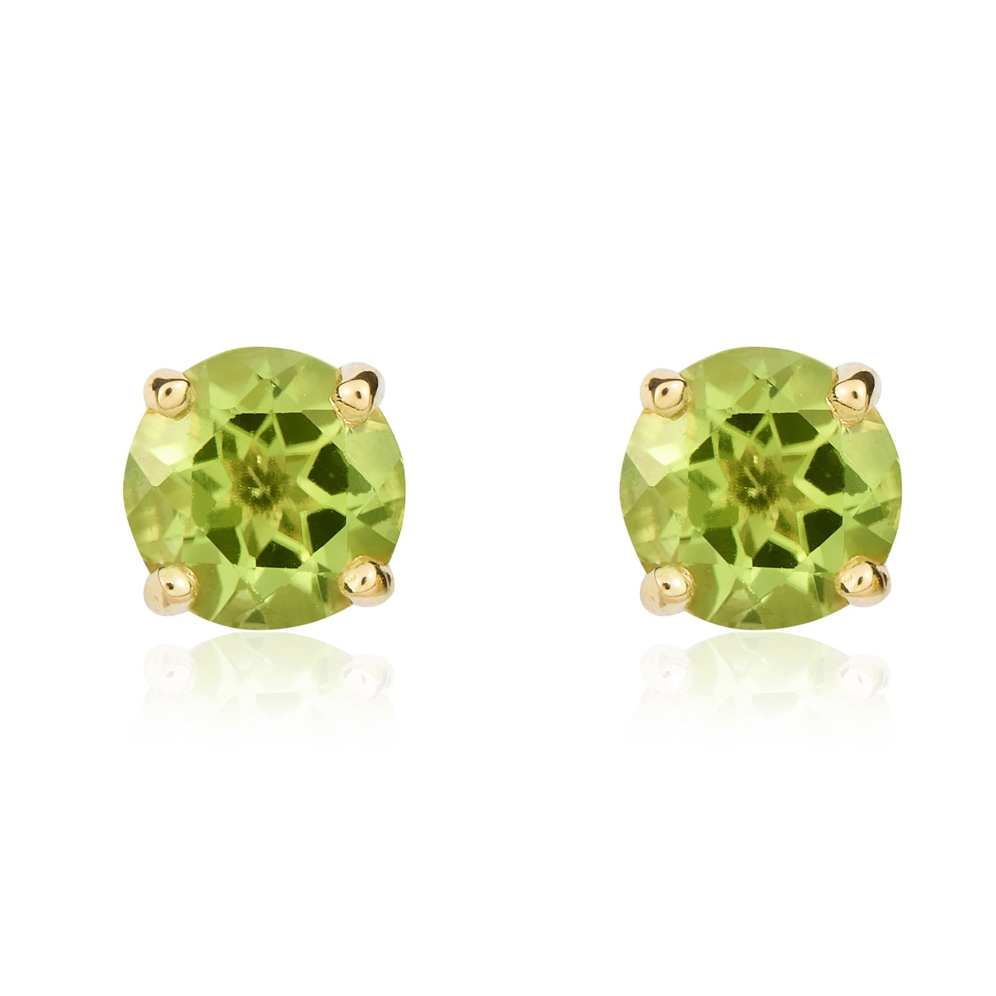 9CT YG 5MM ROUND PERIDOT CLAW SET STUD EARRINGS