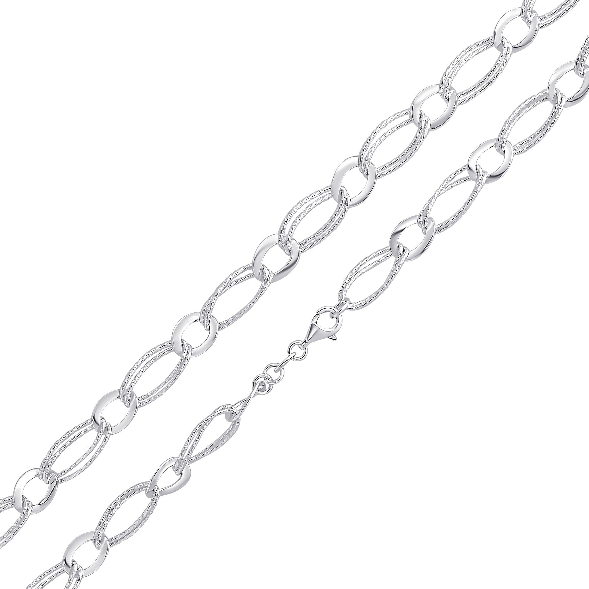 Silver 9mm Wide Double Oval 7.5"