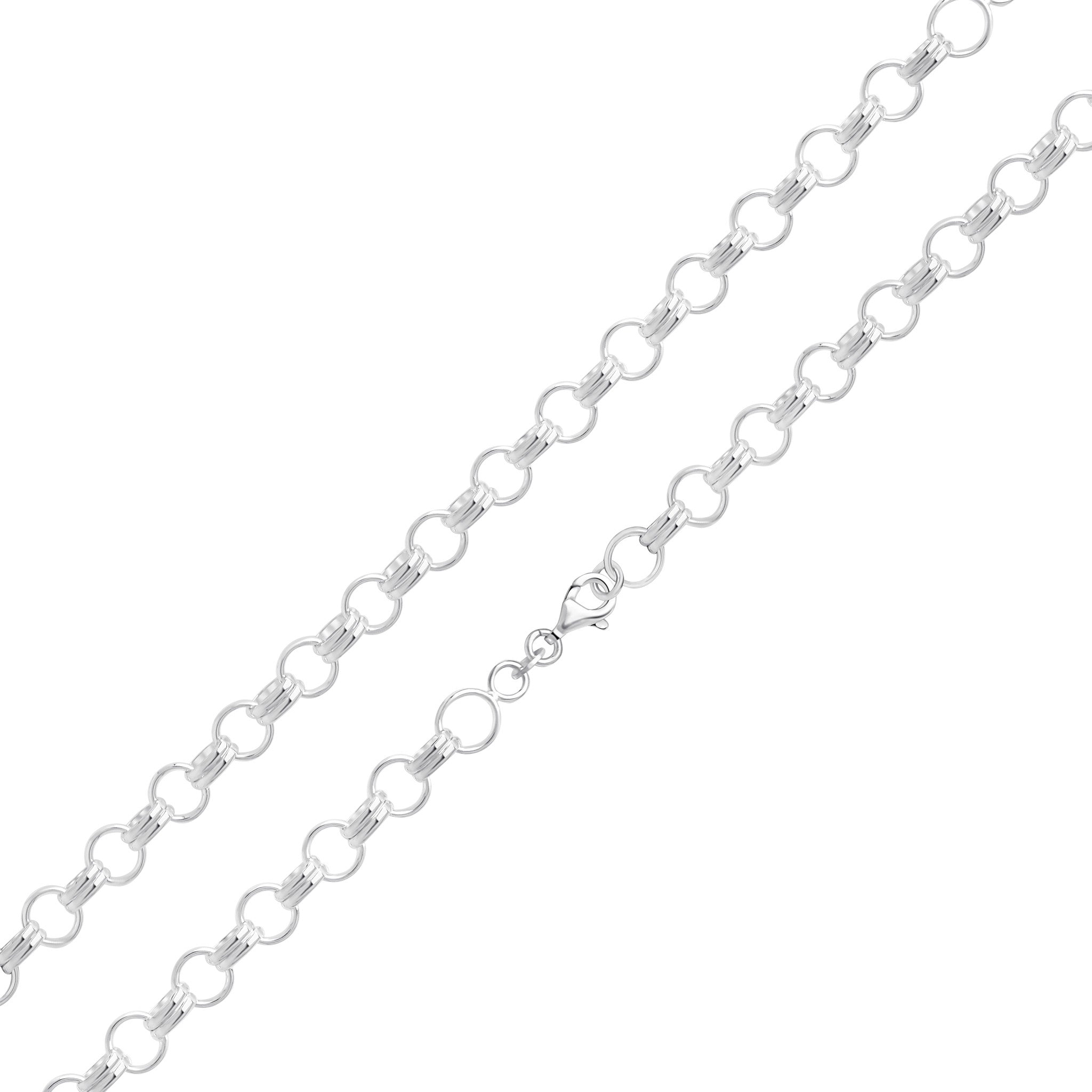 Silver 7mm Round and double oval belcher chain 7.5"