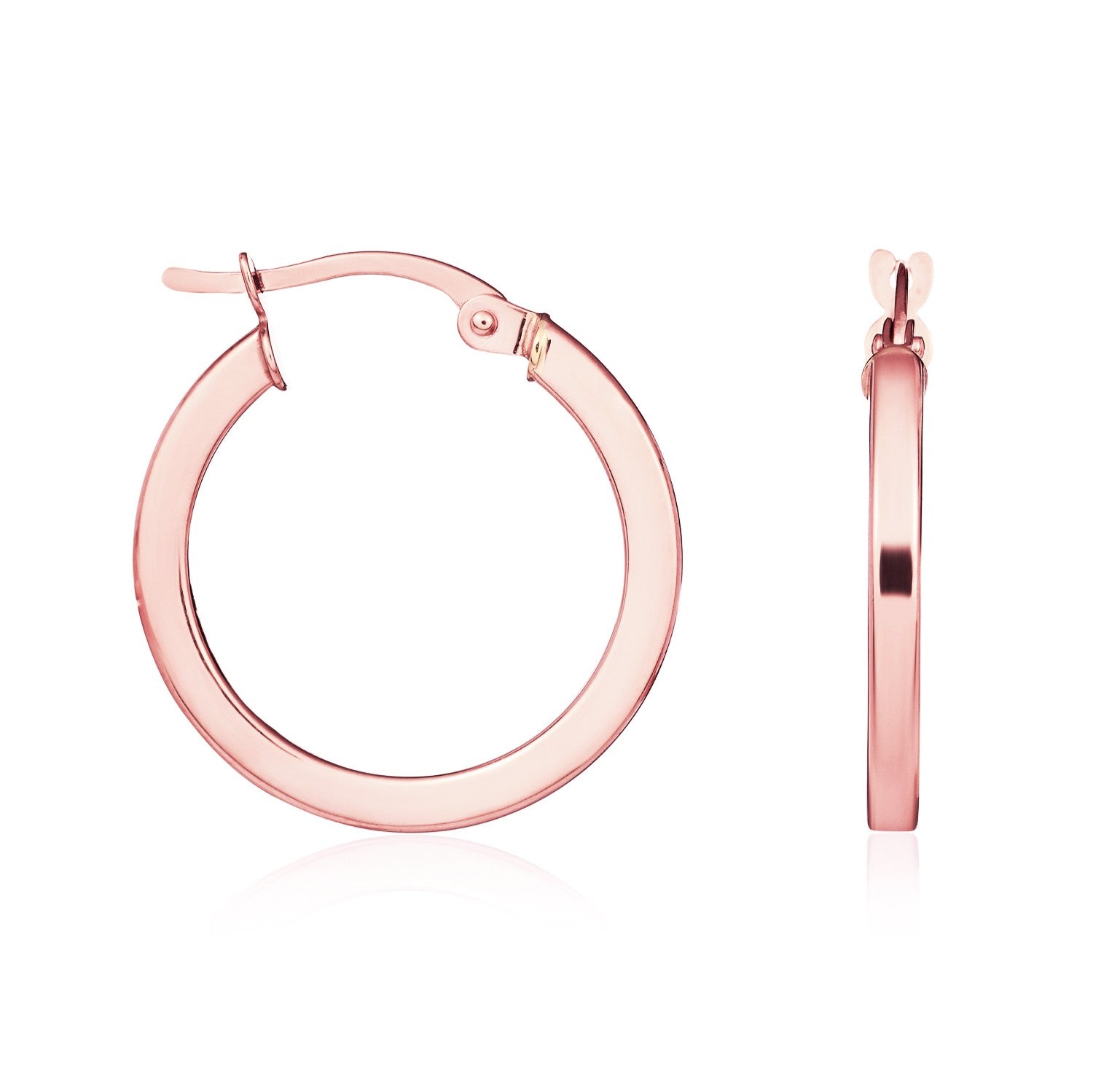 9CT ROSE GOLD 2MM SQUARE TUBE ROUND HOOP EARRINGS 19MM OUTER DIAMETER