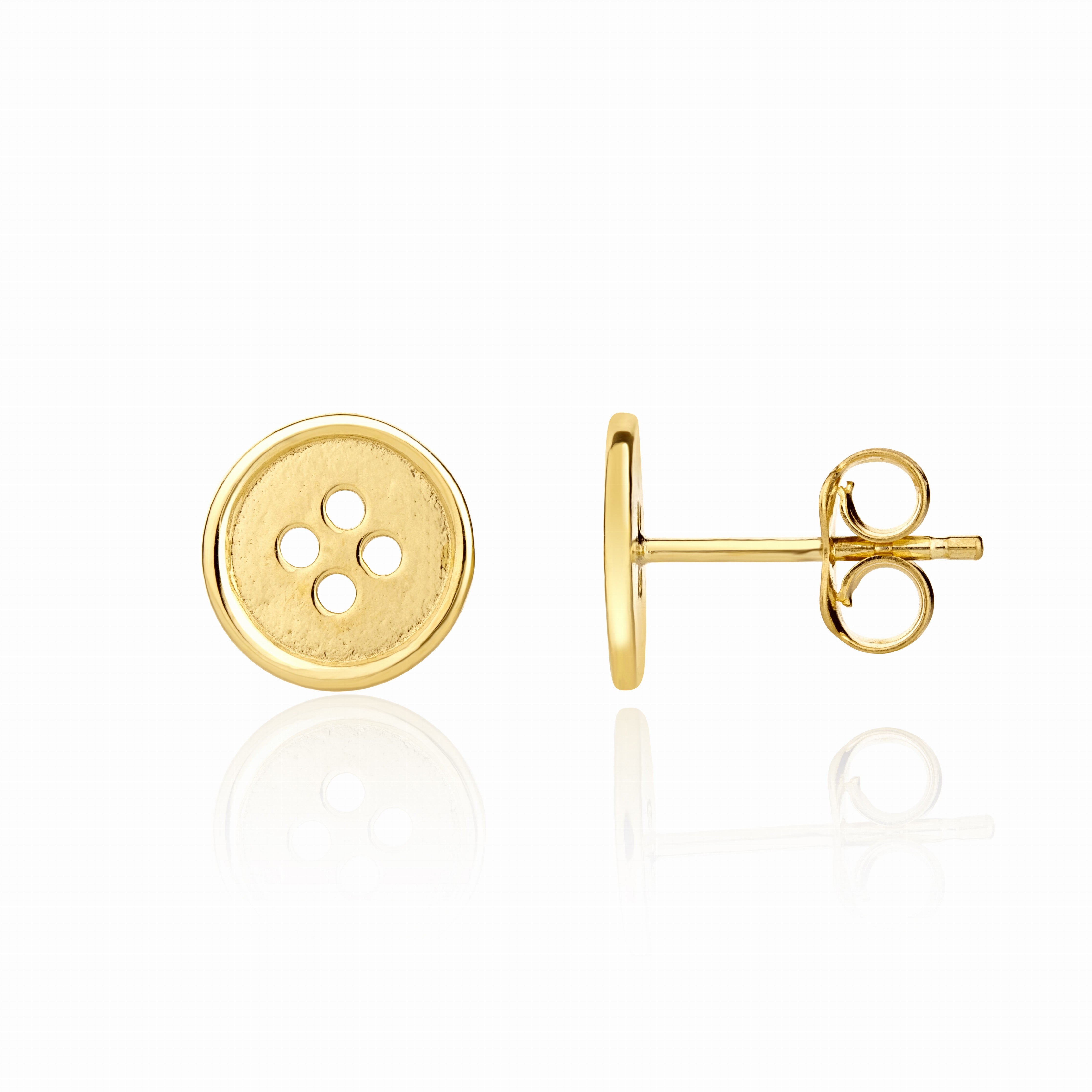 9CT YELLOW GOLD COAT BUTTON STUD EARRINGS