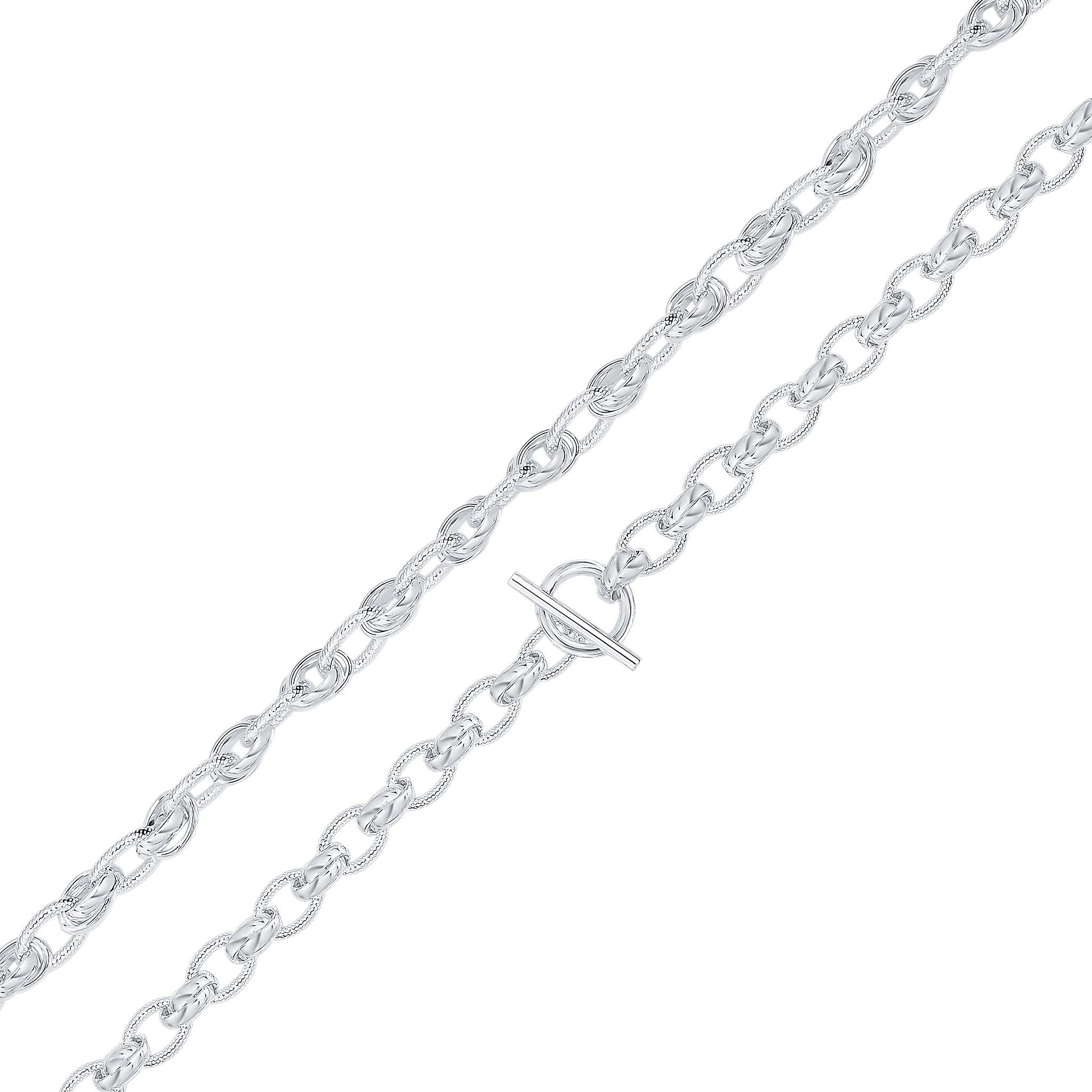 Silver 9mm Textured Oval Fancy 7.5" T-Bar