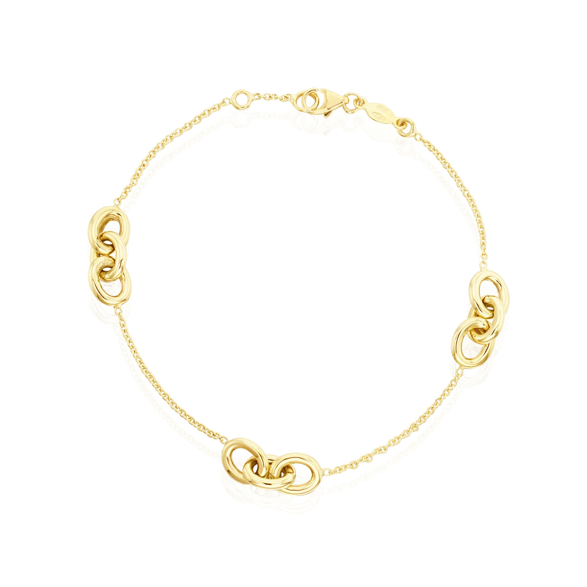 9CT YG CHAIN AND TRIPLE OVAL LINK BRACELET