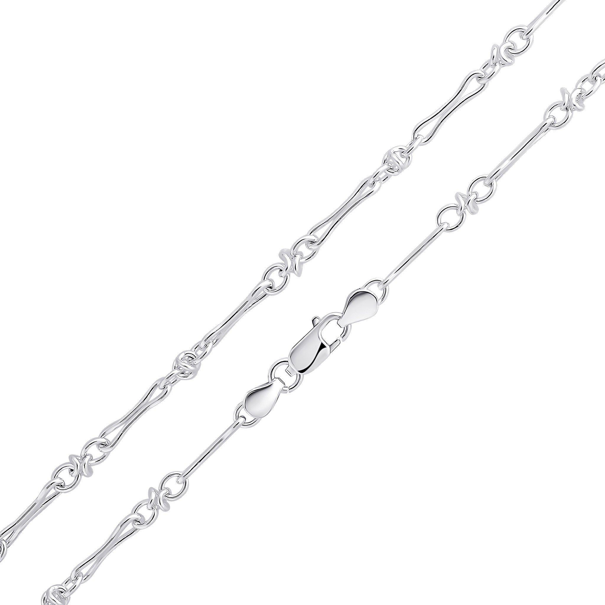 Silver 4.5mm Pinch Bar Knot 20"
