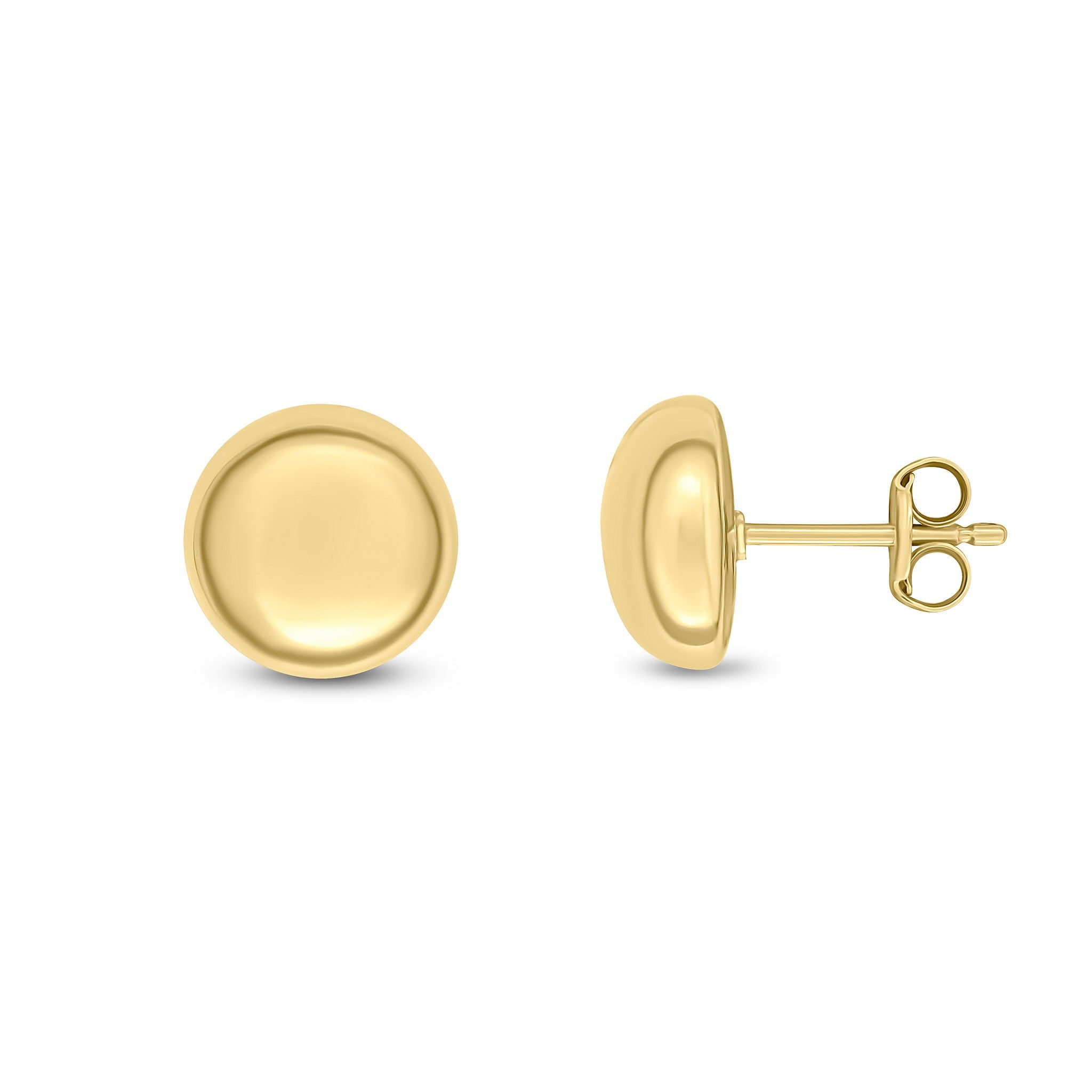 18CT YELLOW GOLD 10MM POLISHED BUTTON STUDS