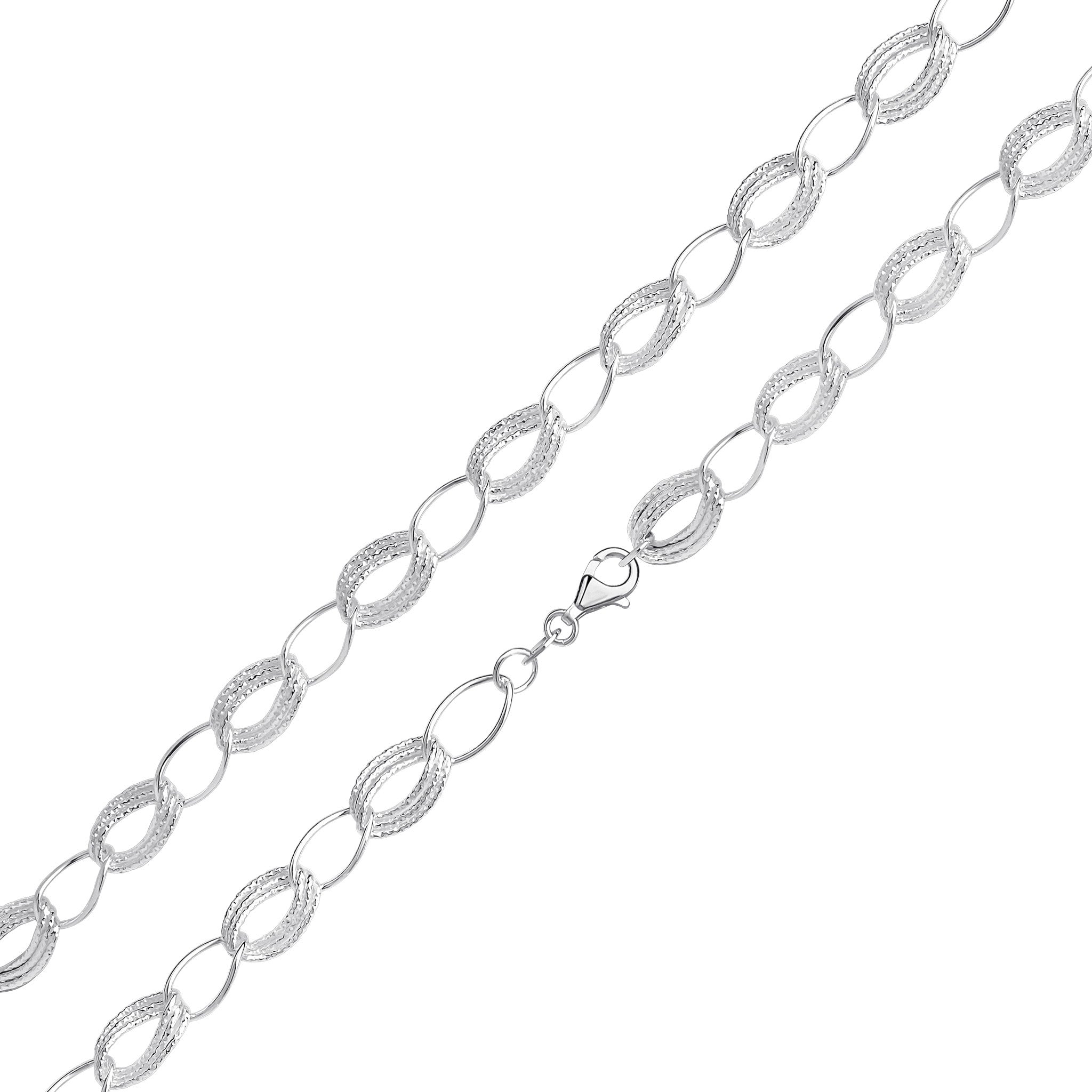 Silver Oval Wave Multi Link Bracelet 7.5"