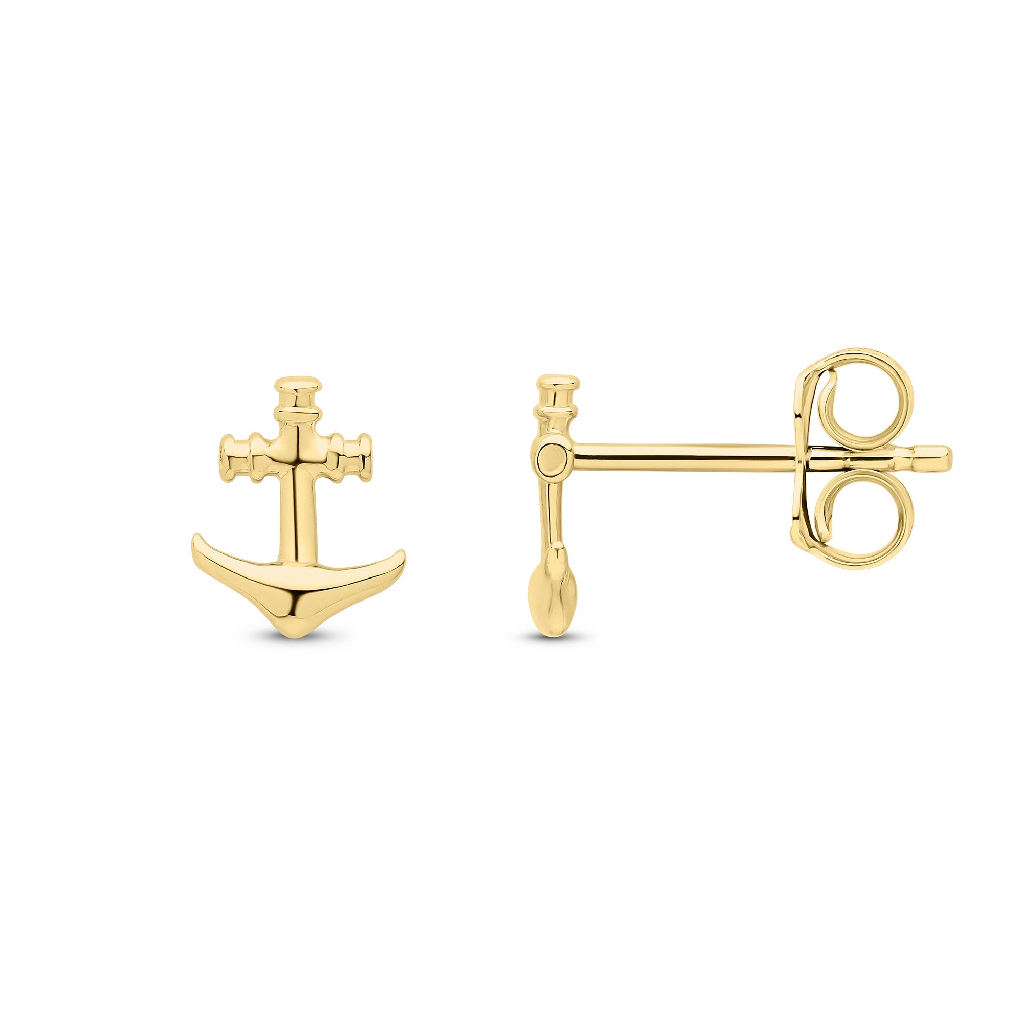 9CT YG ANCHOR STUD EARRINGS