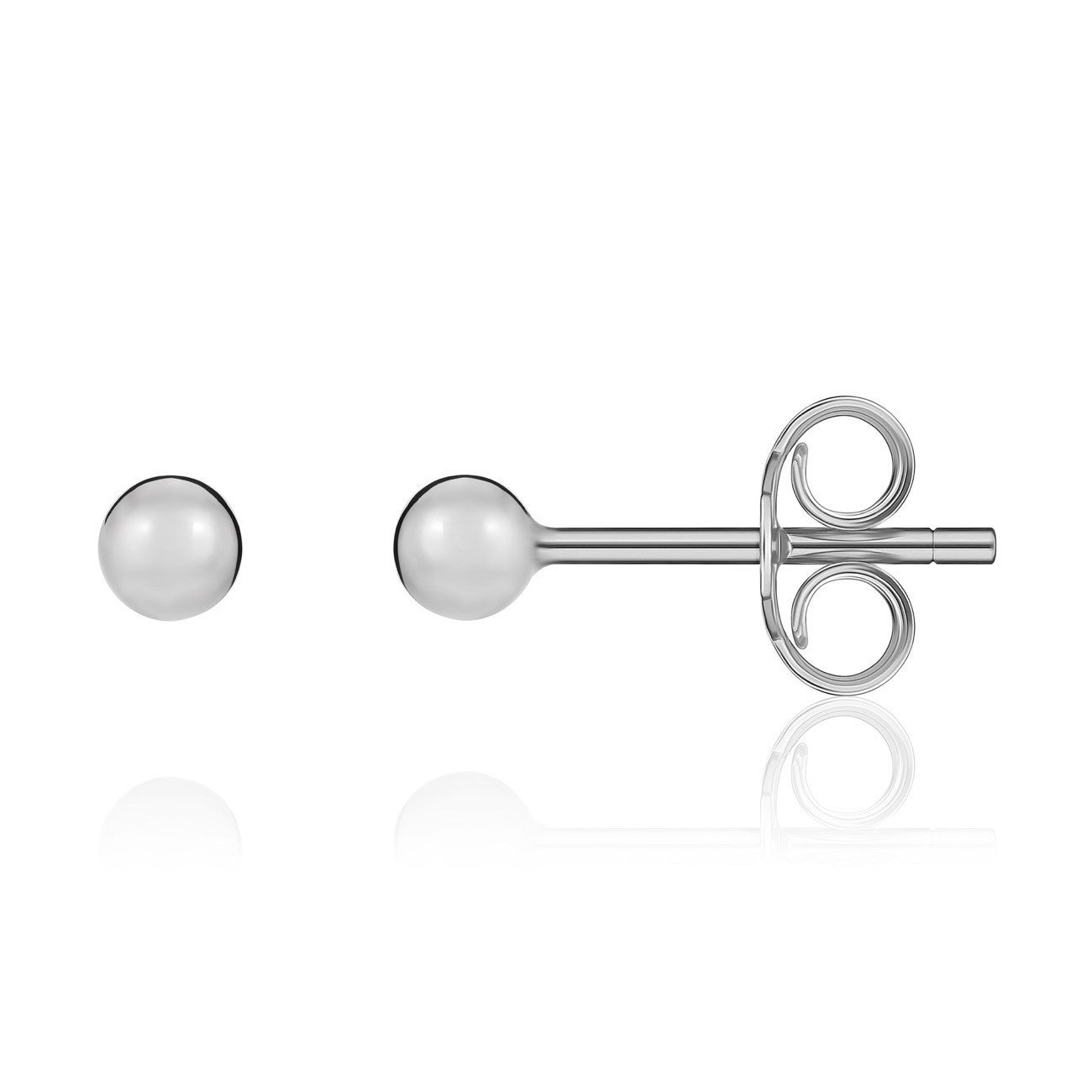 18CT WHITE GOLD 4MM POLISHED BALL EARSTUDS