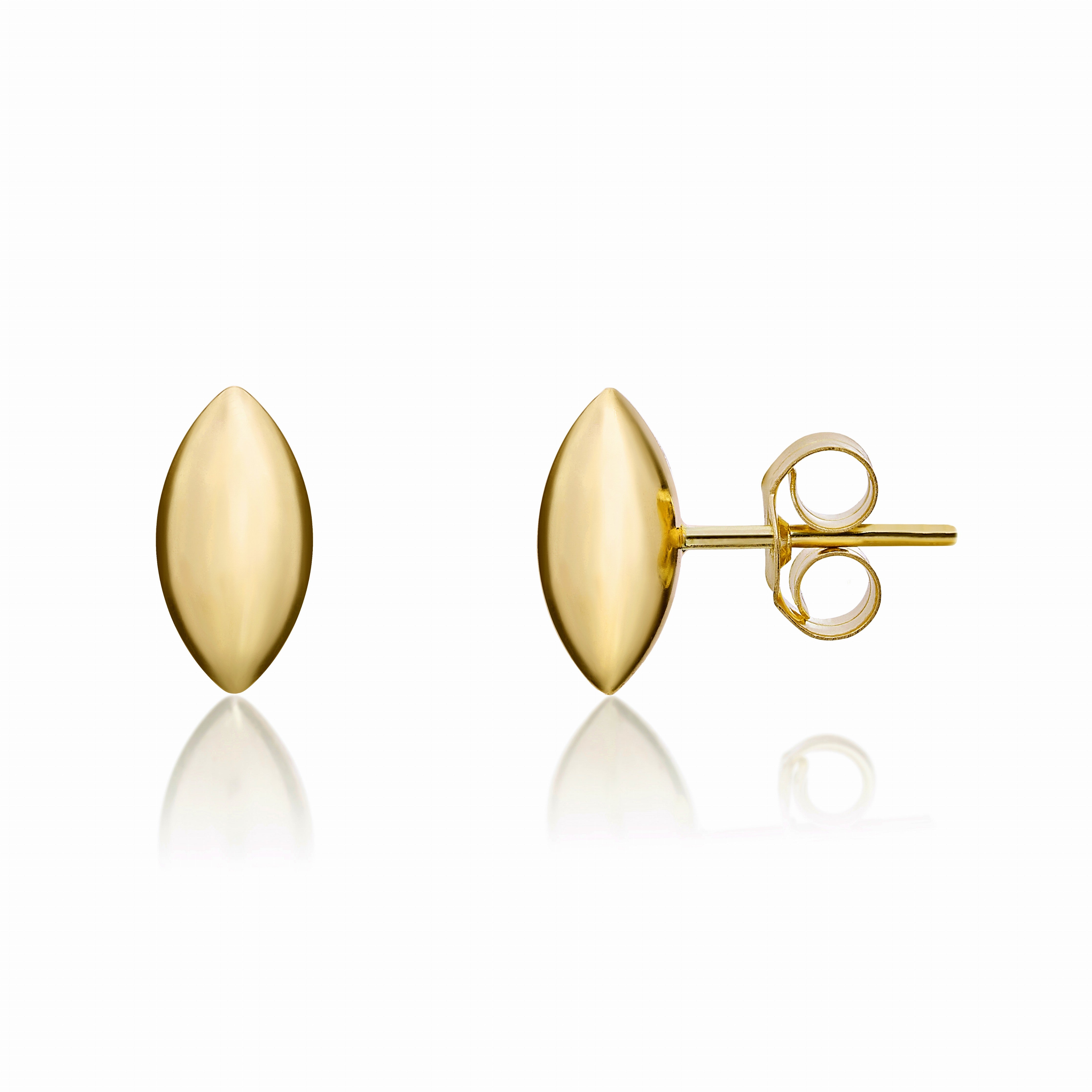 9CT YELLOW GOLD POLISHED 3D MARQUISE SHAPE STUD EARRINGS