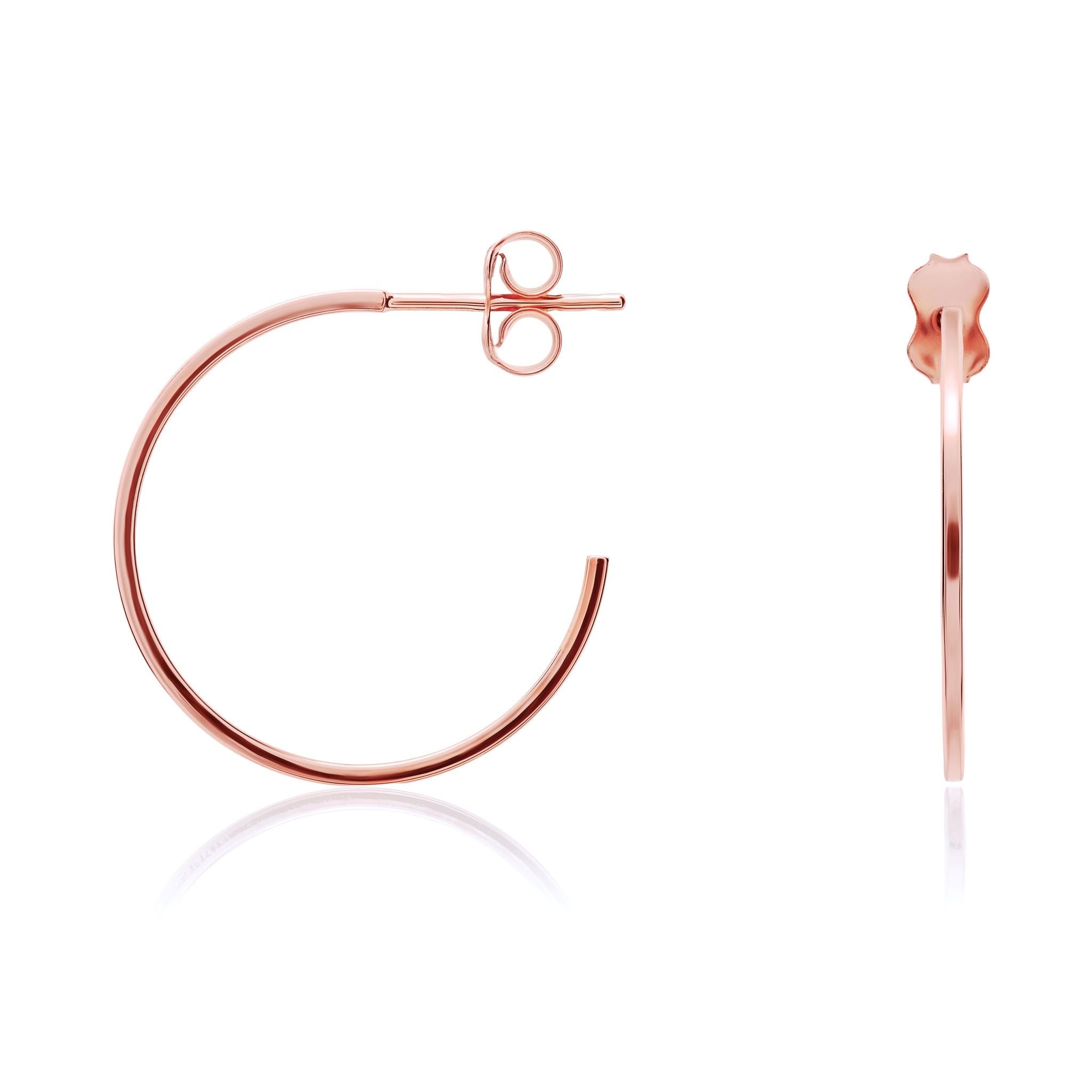 9CT RG 1MM SQUARE TUBE PEG & SCROLL HOOP EARRINGS. 22MM DIAMETER